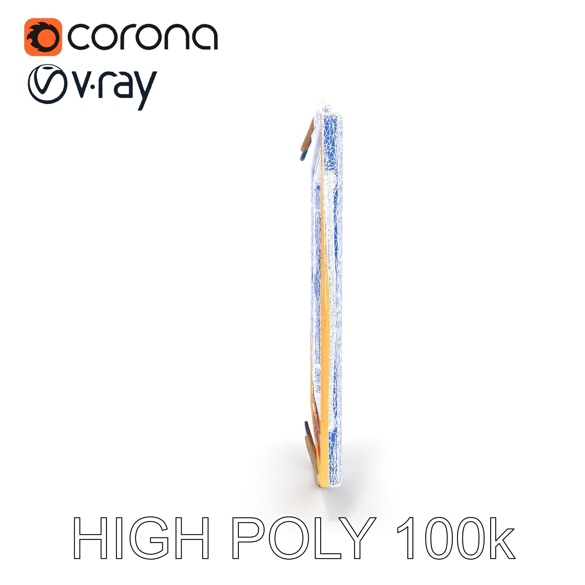 Art Deco Gold Frame Mirror Model Pack Low-poly 3D model_30