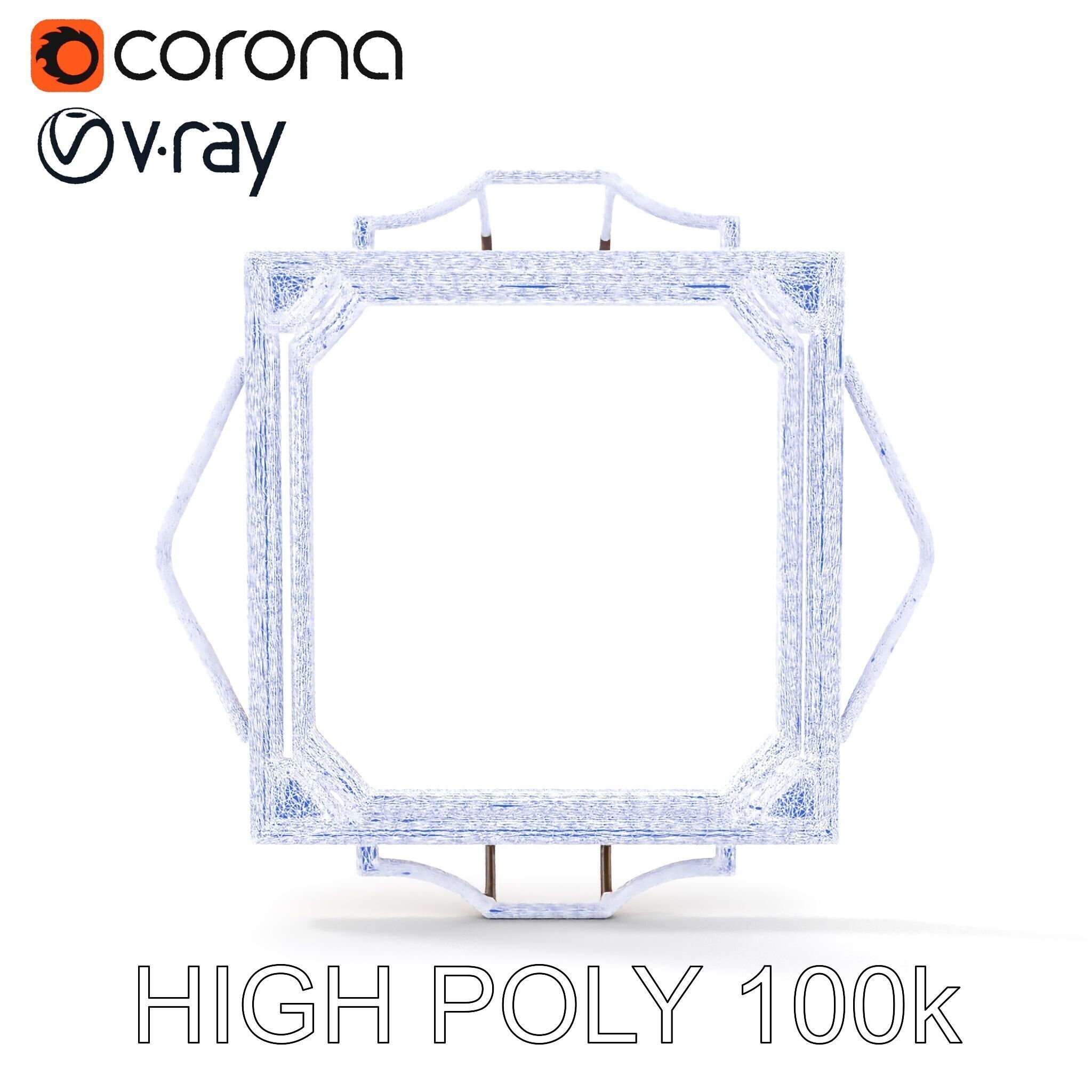 Art Deco Gold Frame Mirror Model Pack Low-poly 3D model_15