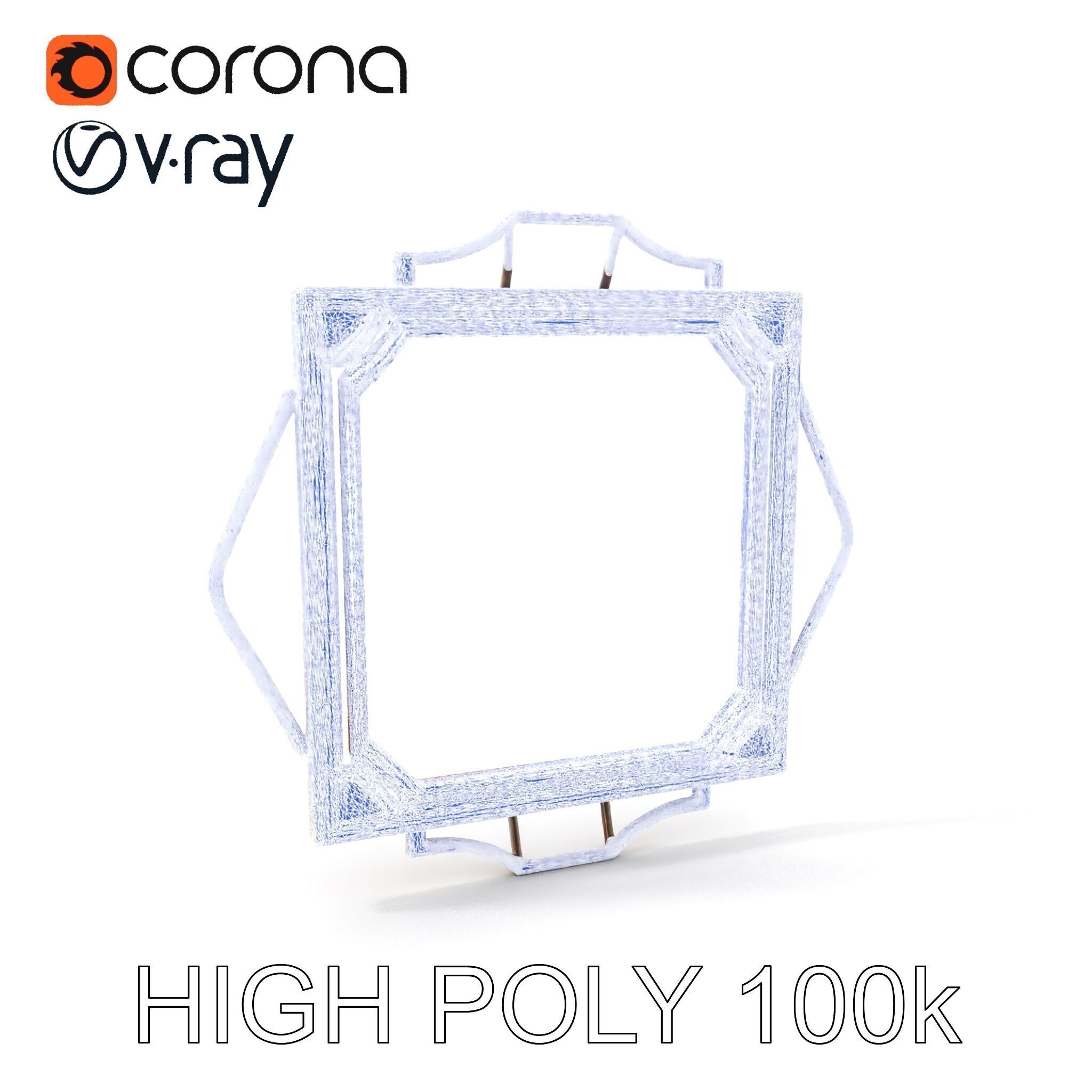 Art Deco Gold Frame Mirror Model Pack Low-poly 3D model_21