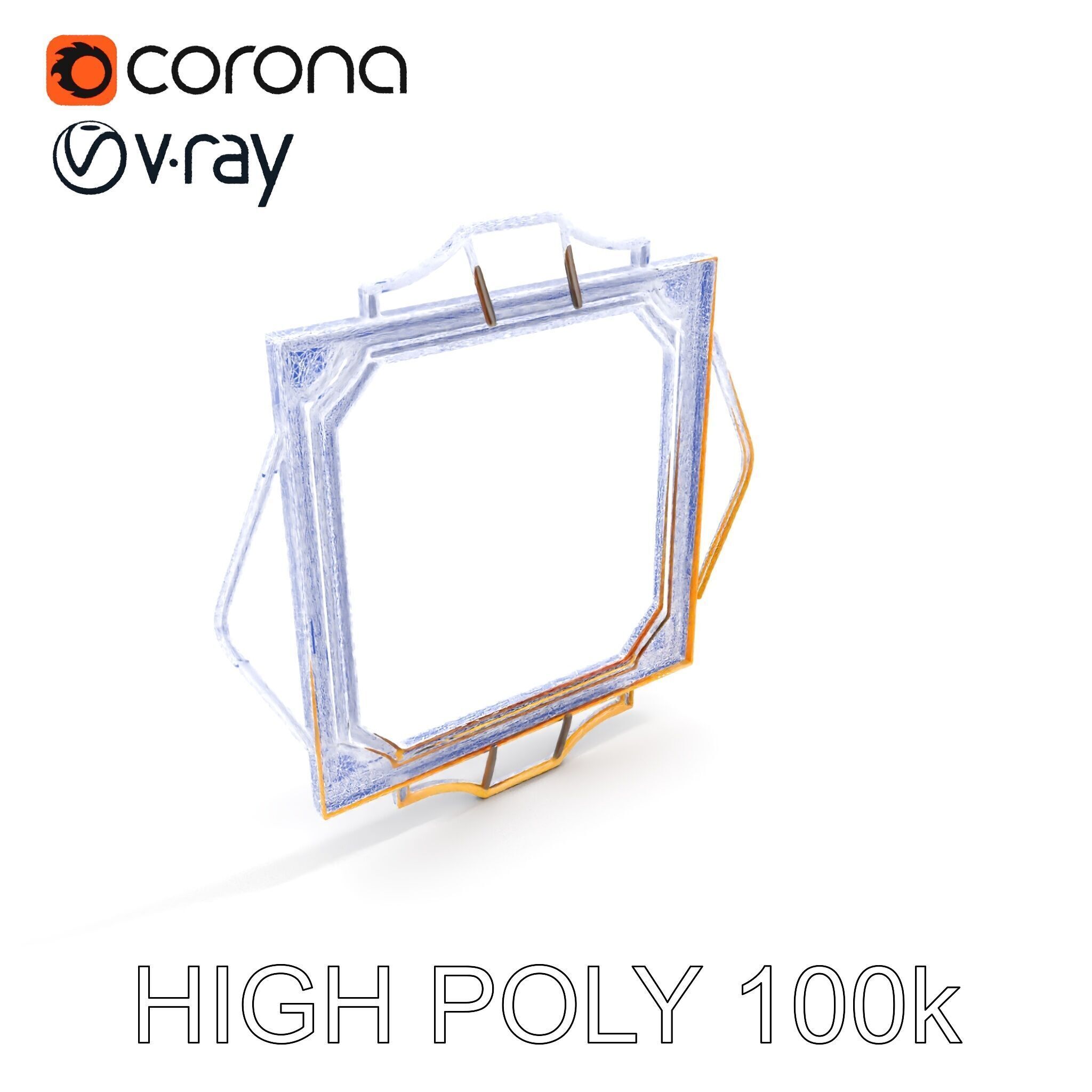 Art Deco Gold Frame Mirror Model Pack Low-poly 3D model_22