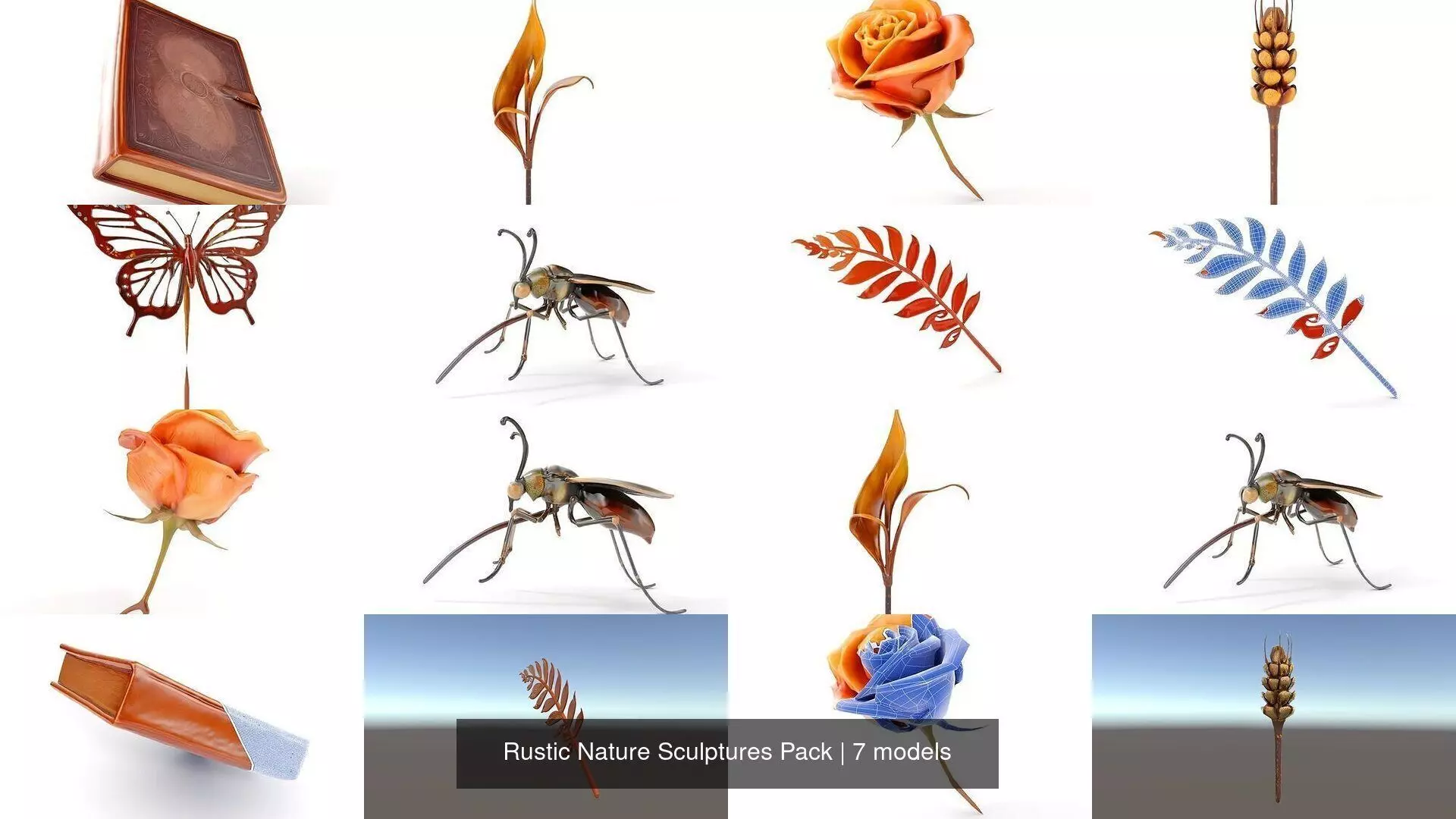 Rustic Nature Sculptures Pack 3D Model Collection_0