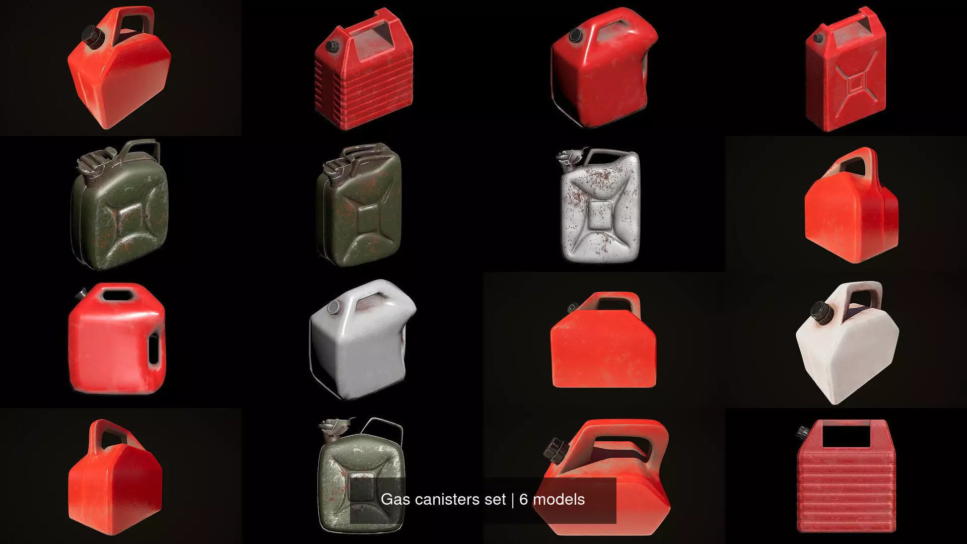 Gas canisters set 3D Model Collection_0