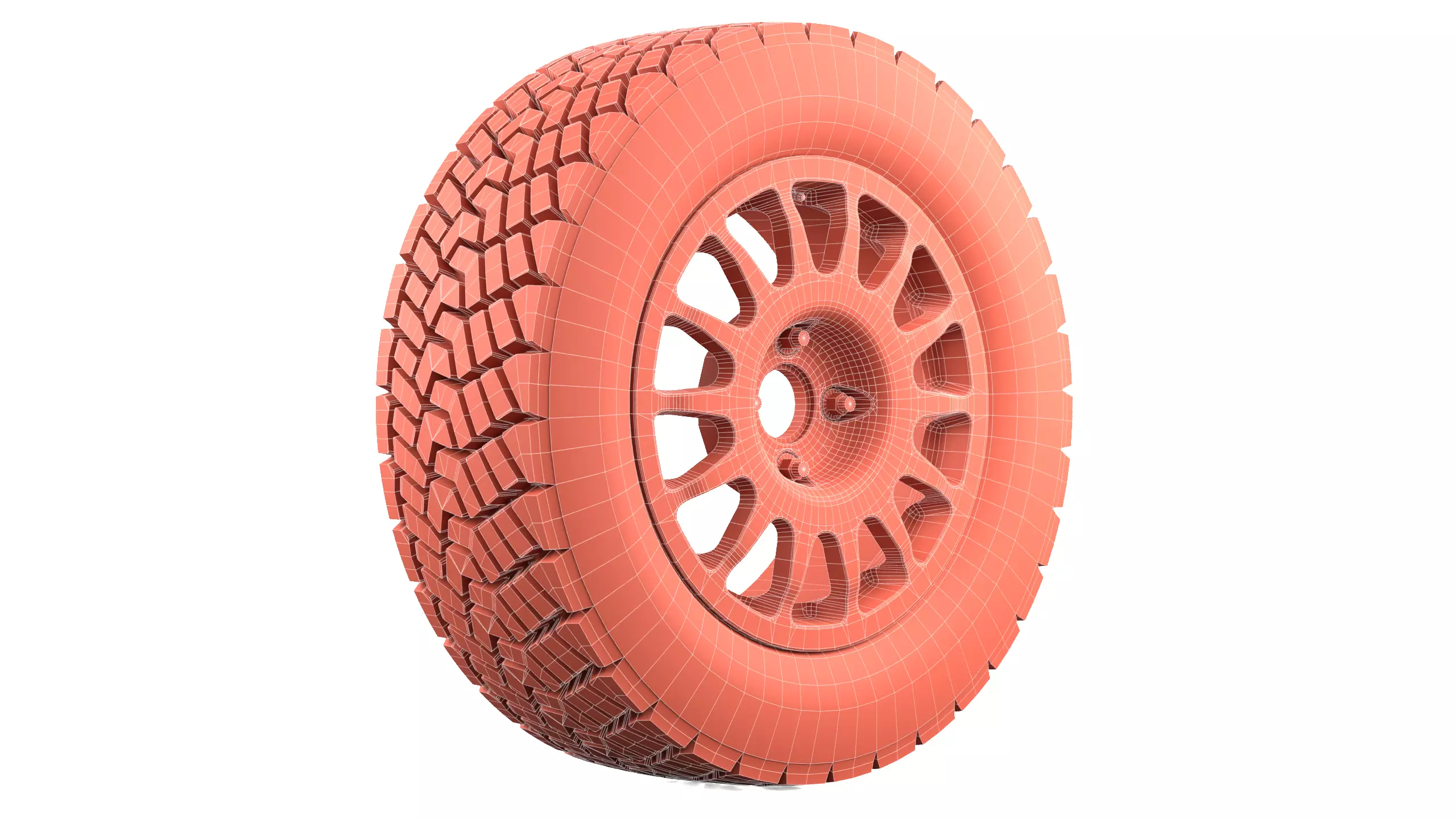 Offroad Car Wheel 2 Low-poly 3D model_8