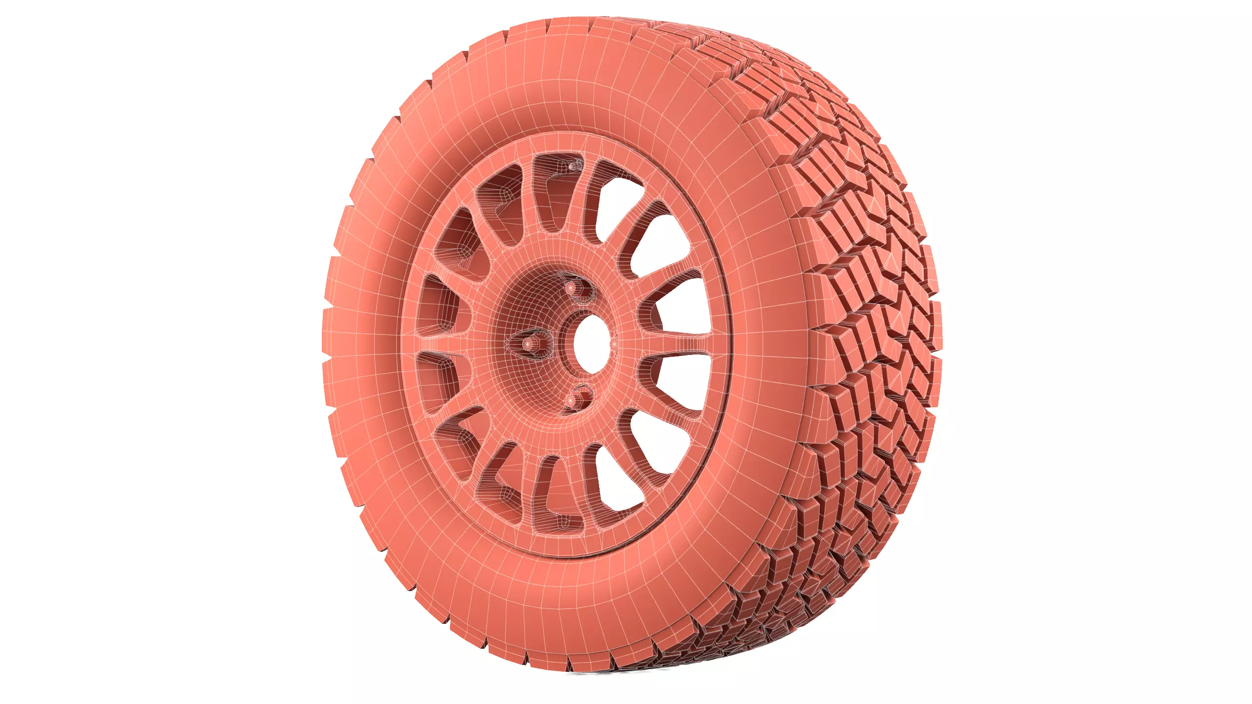 Offroad Car Wheel 2 Low-poly 3D model_12
