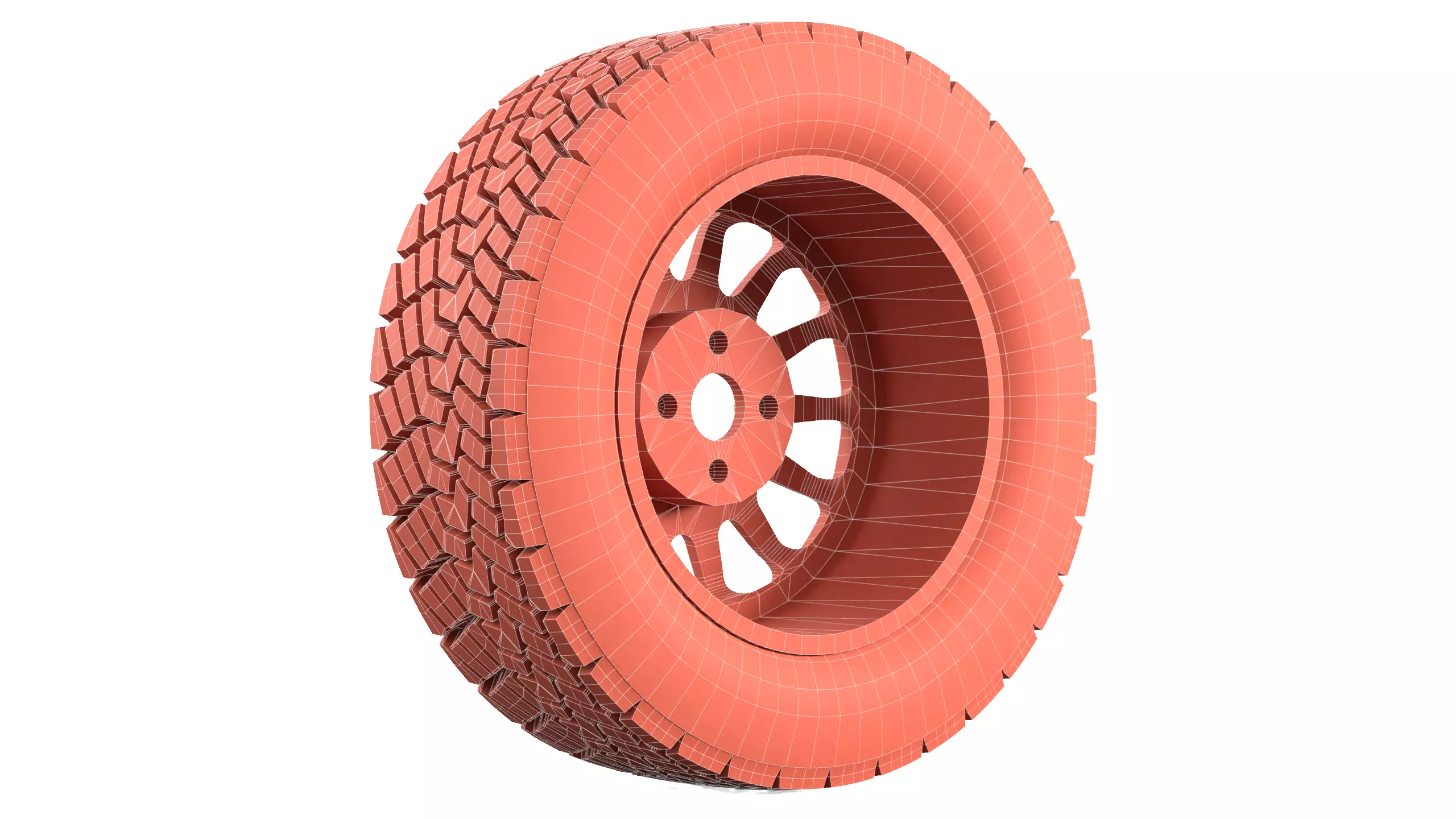 Offroad Car Wheel 2 Low-poly 3D model_14