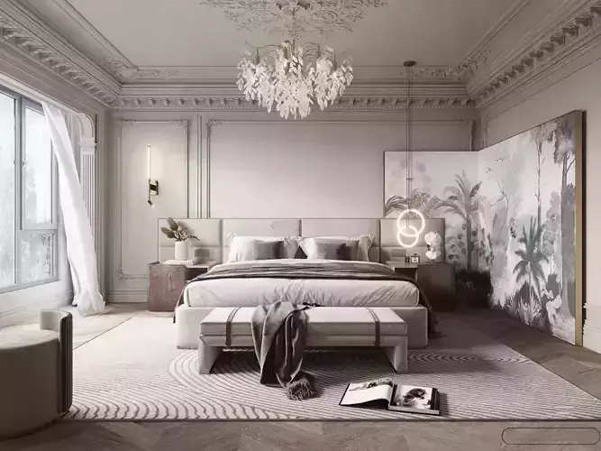 Bedroom  3D Interior Scene French Style 085