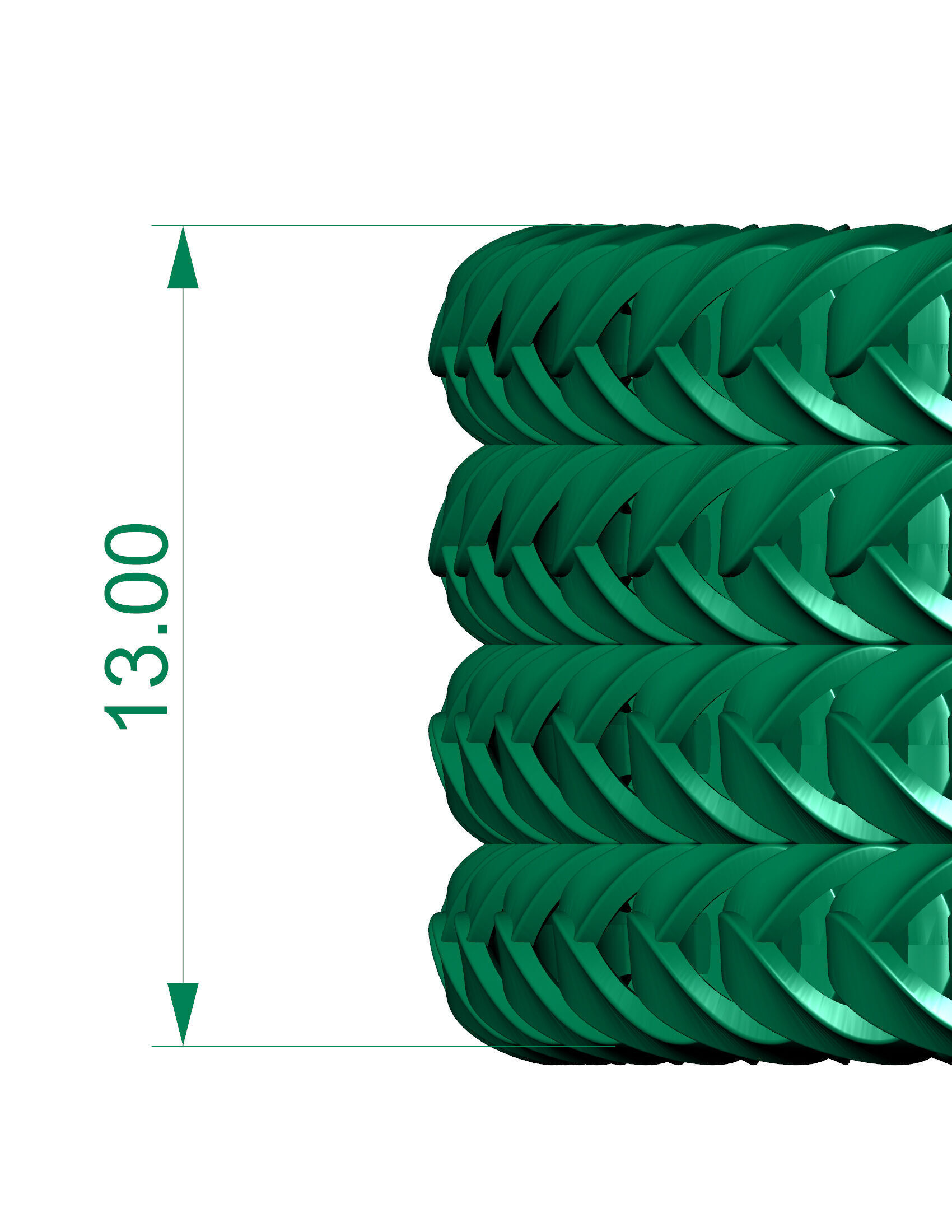 13mm 4- Line  spiral Franco Cuban Chain or Bracelet 3d model 3D print model_3