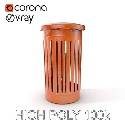 Outdoor Trash Bin Model Pack with Detailed LODs Low-poly 3D model