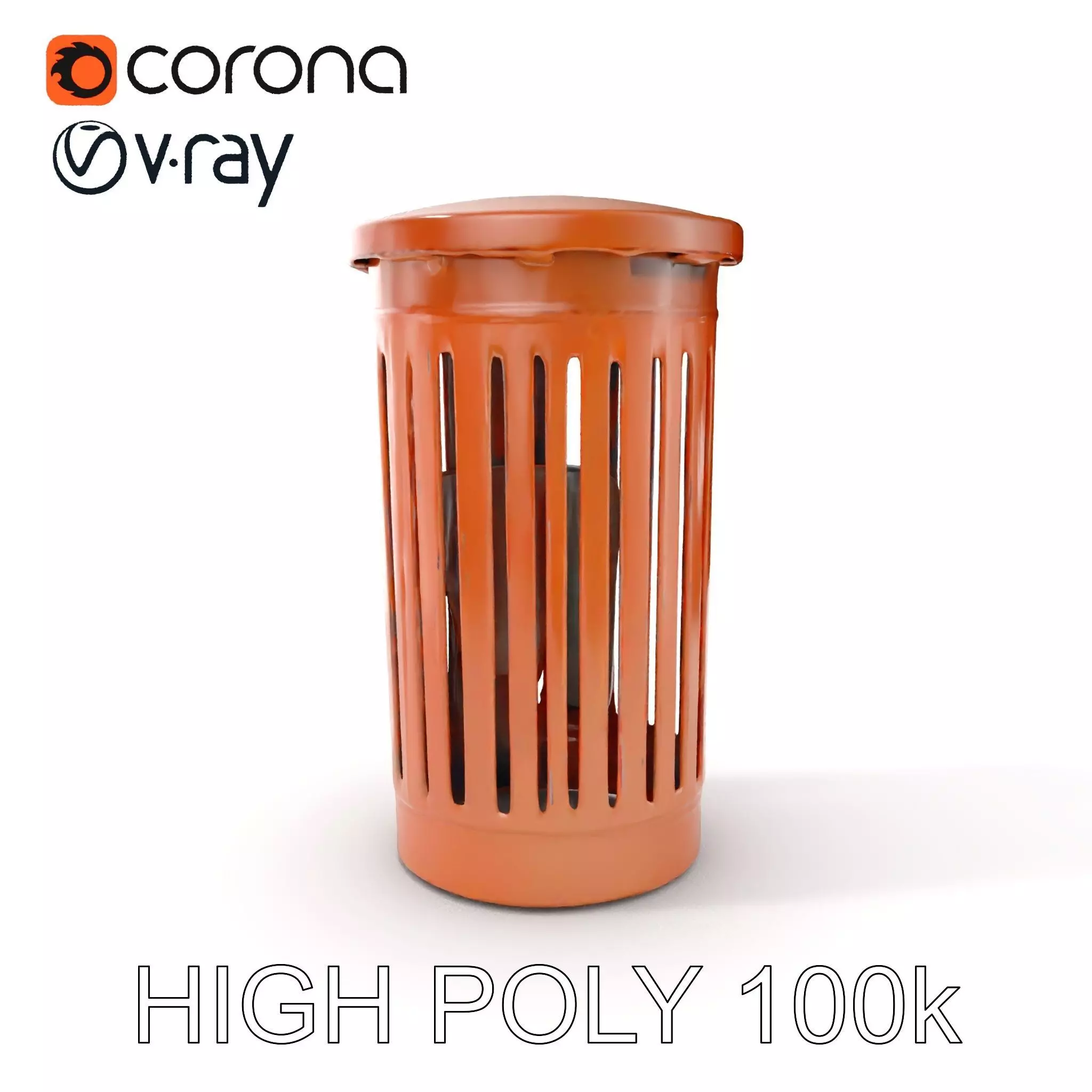 Outdoor Trash Bin Model Pack with Detailed LODs Low-poly 3D model_0