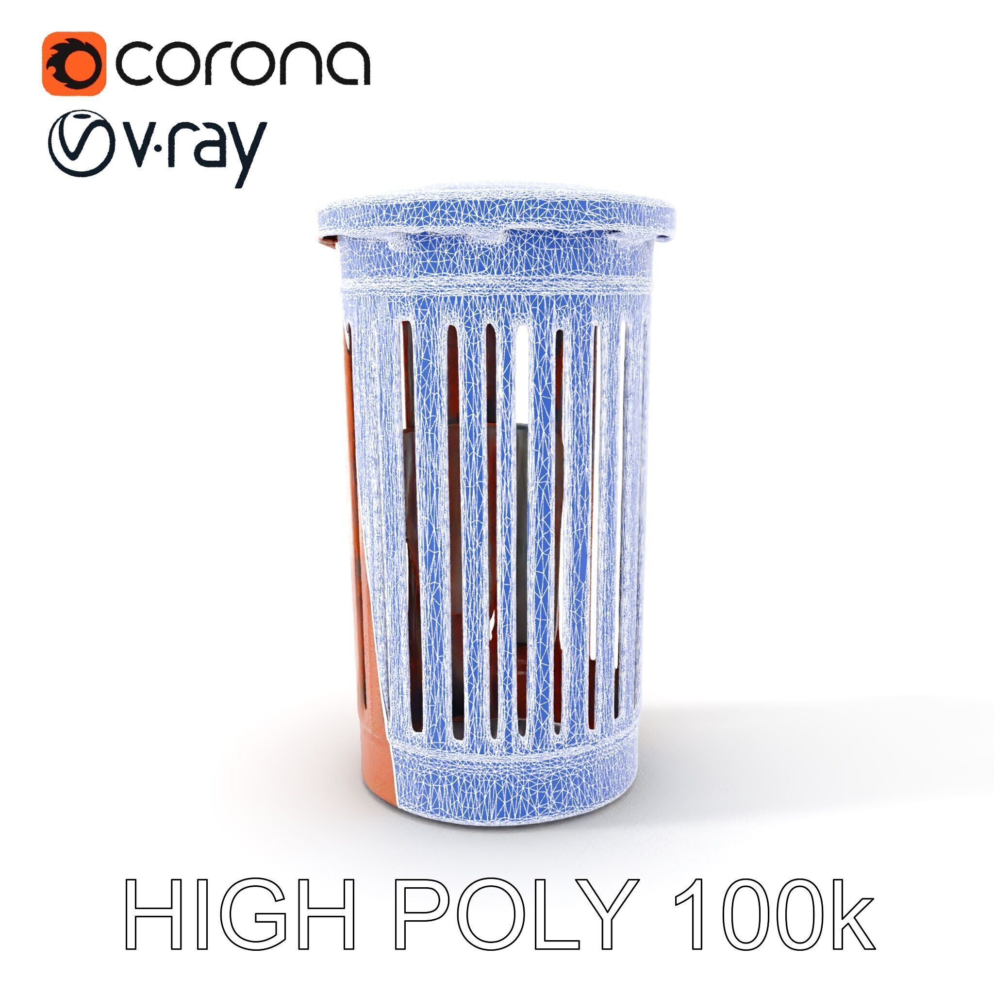 Outdoor Trash Bin Model Pack with Detailed LODs Low-poly 3D model_11