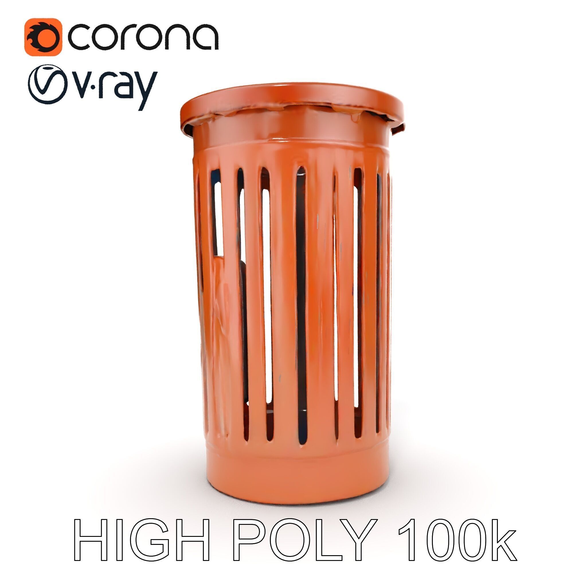 Outdoor Trash Bin Model Pack with Detailed LODs Low-poly 3D model_9