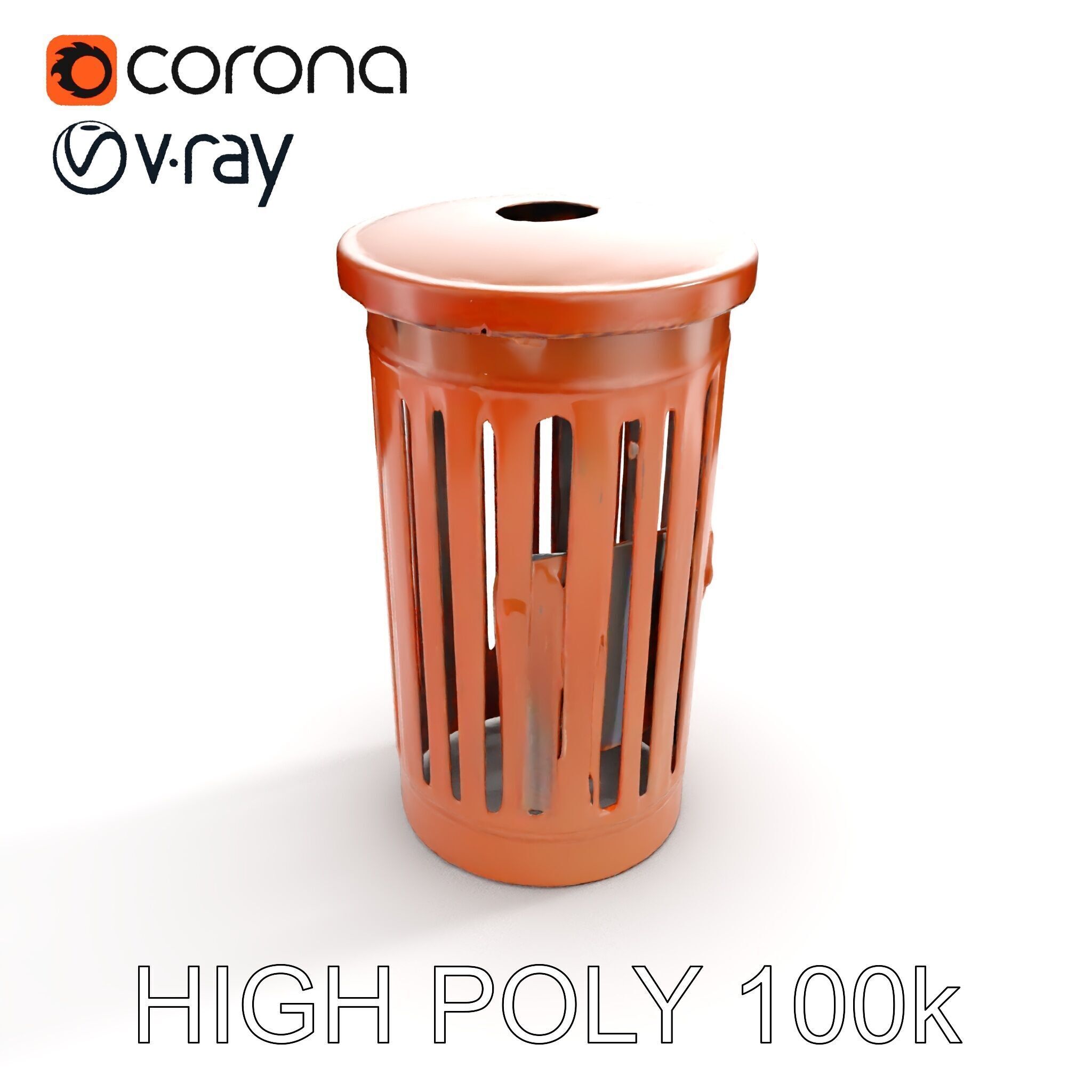 Outdoor Trash Bin Model Pack with Detailed LODs Low-poly 3D model_20
