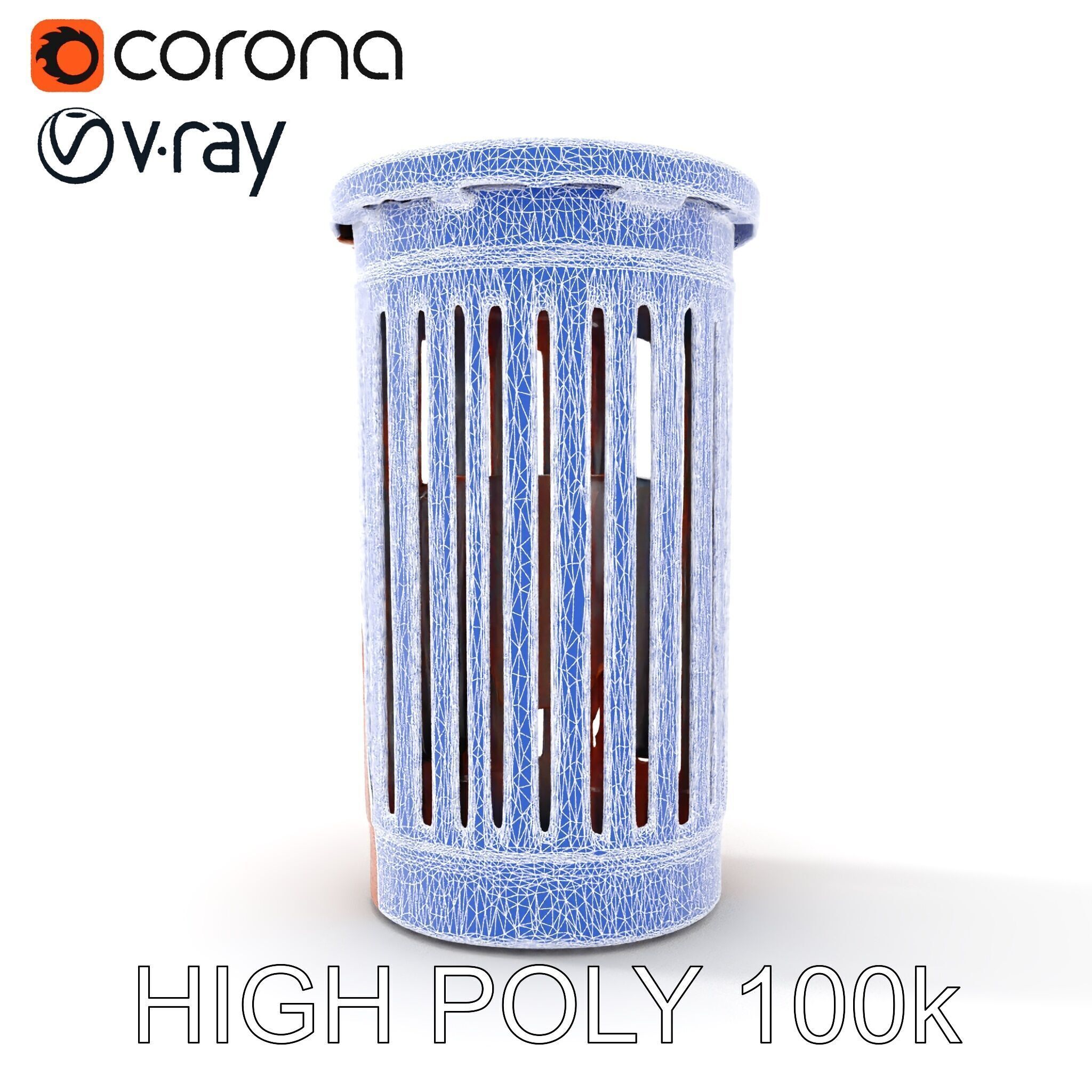 Outdoor Trash Bin Model Pack with Detailed LODs Low-poly 3D model_30