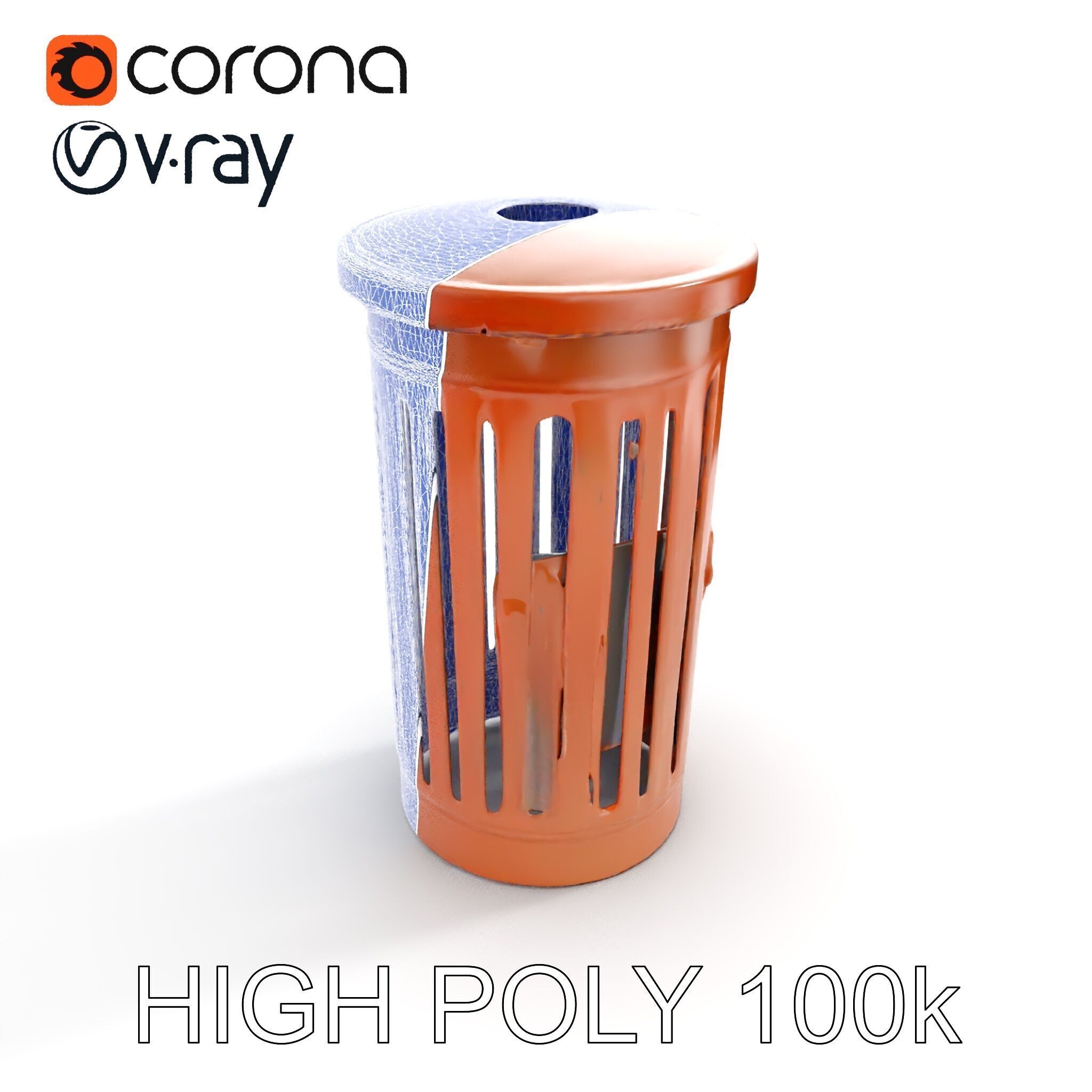 Outdoor Trash Bin Model Pack with Detailed LODs Low-poly 3D model_14