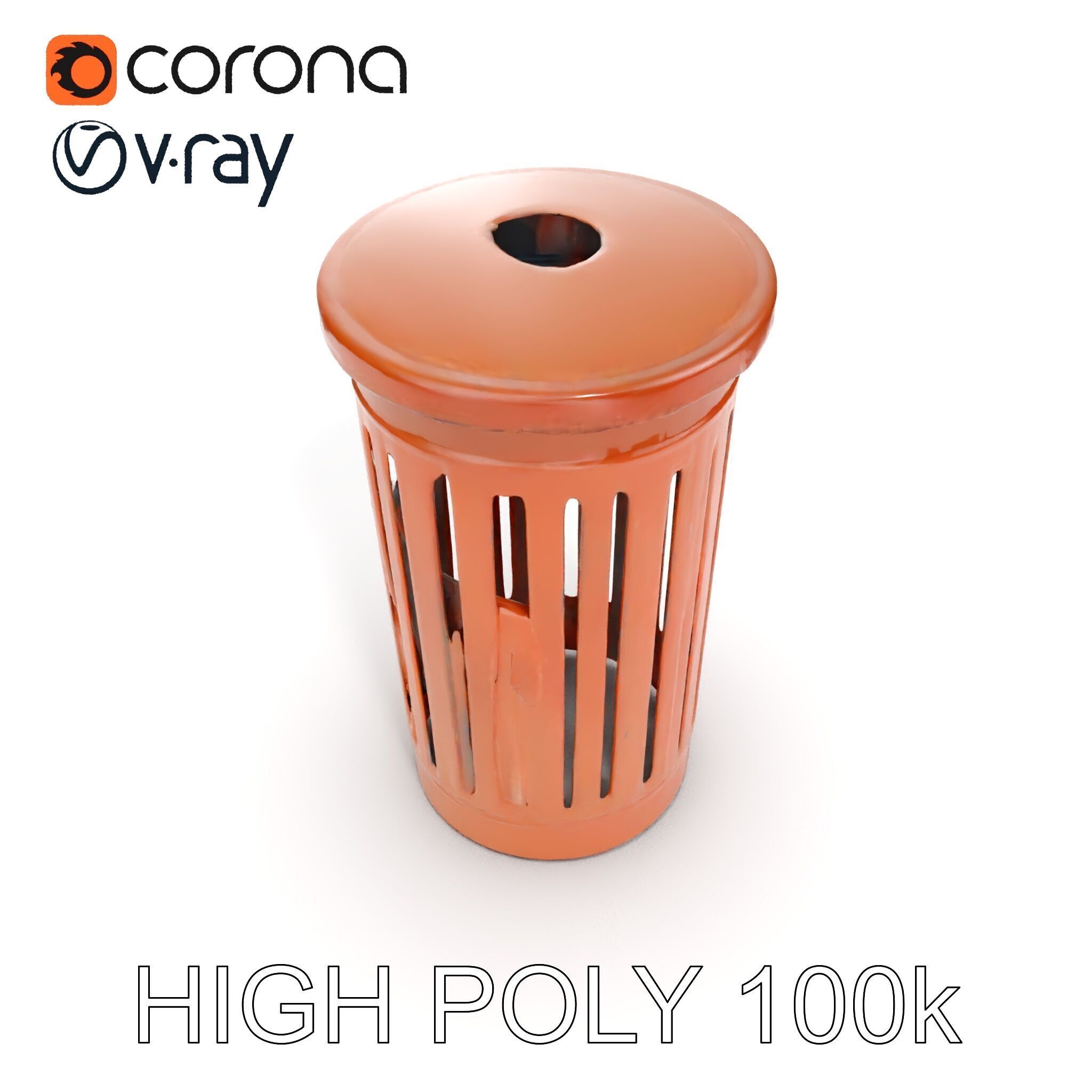 Outdoor Trash Bin Model Pack with Detailed LODs Low-poly 3D model_10