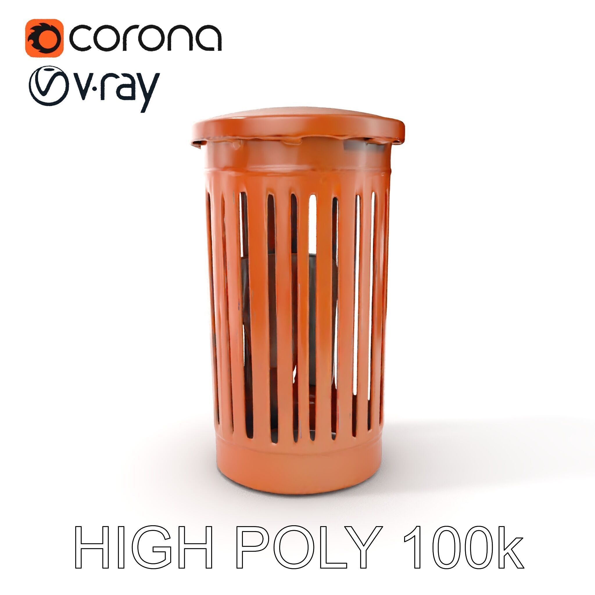 Outdoor Trash Bin Model Pack with Detailed LODs Low-poly 3D model_7