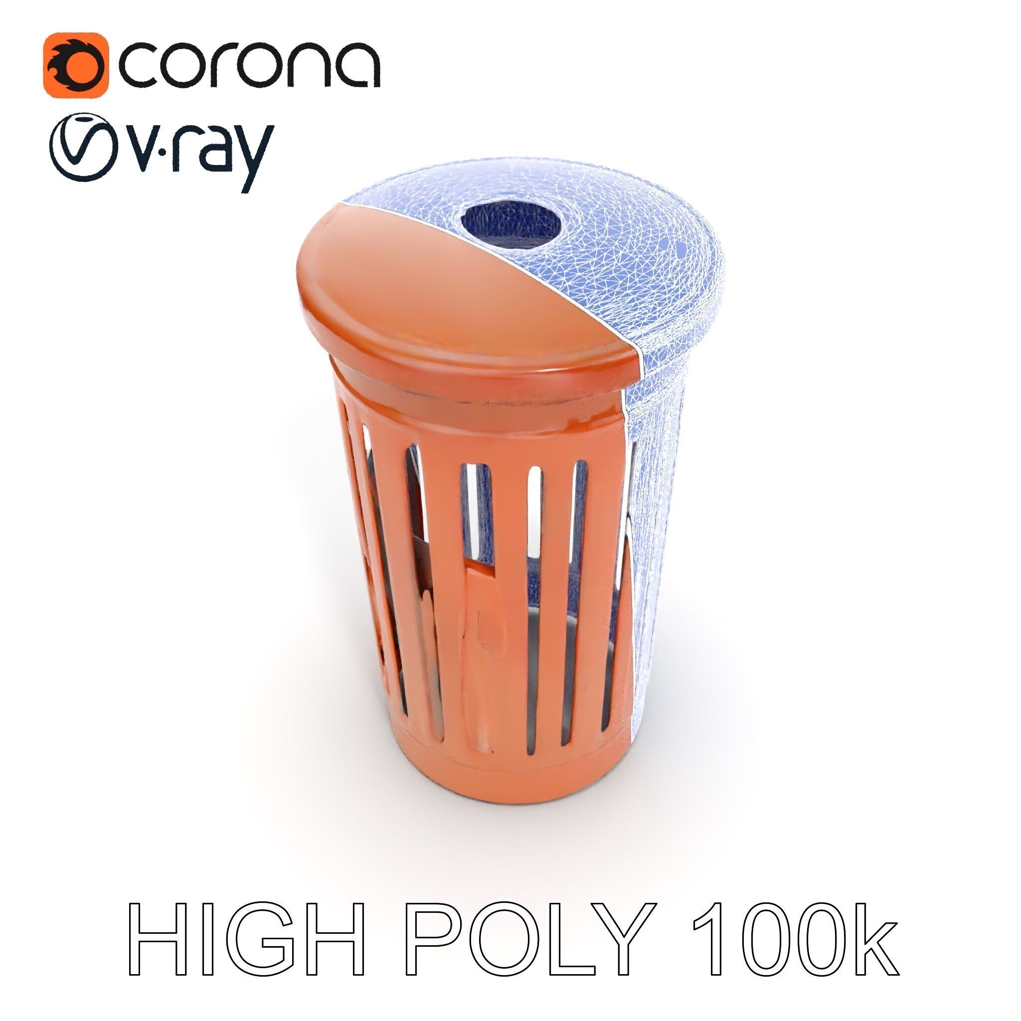 Outdoor Trash Bin Model Pack with Detailed LODs Low-poly 3D model_16