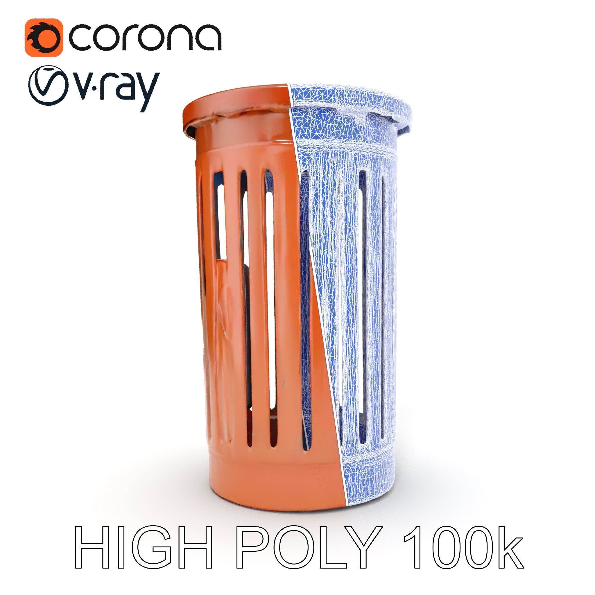 Outdoor Trash Bin Model Pack with Detailed LODs Low-poly 3D model_32