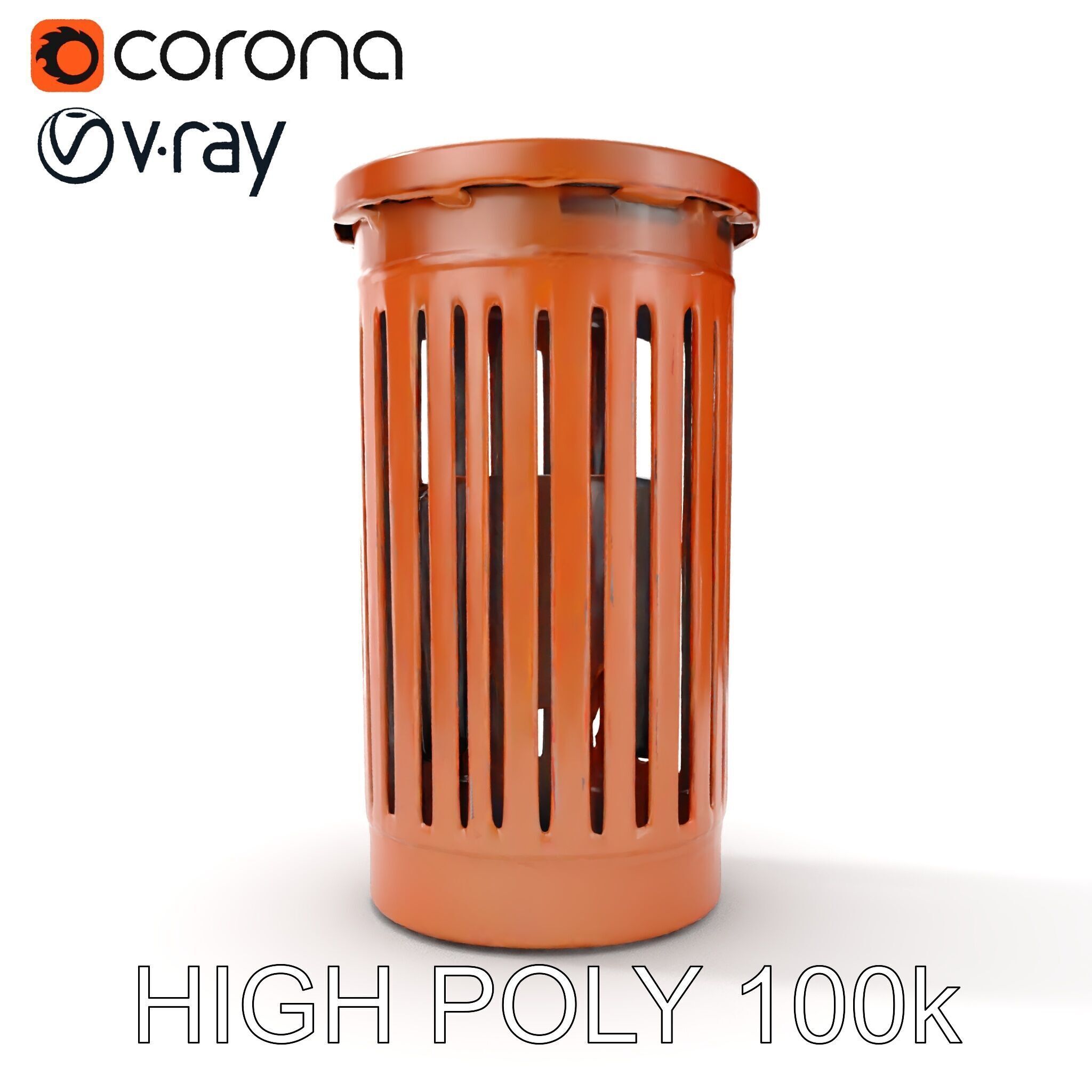 Outdoor Trash Bin Model Pack with Detailed LODs Low-poly 3D model_33