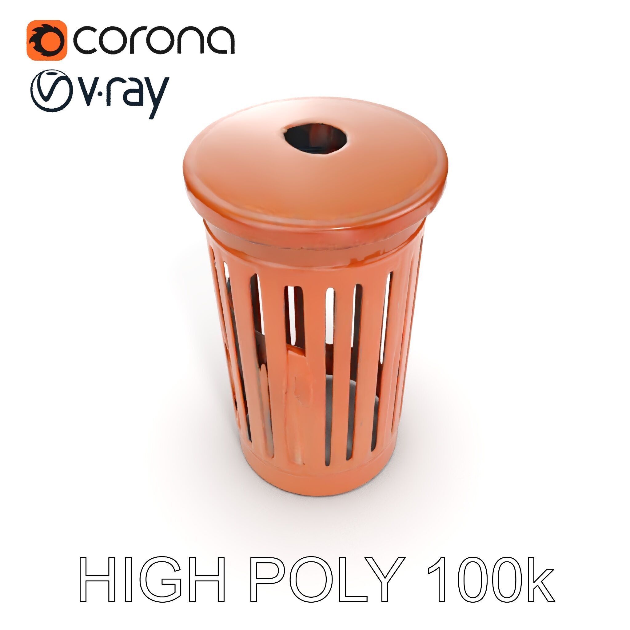 Outdoor Trash Bin Model Pack with Detailed LODs Low-poly 3D model_26