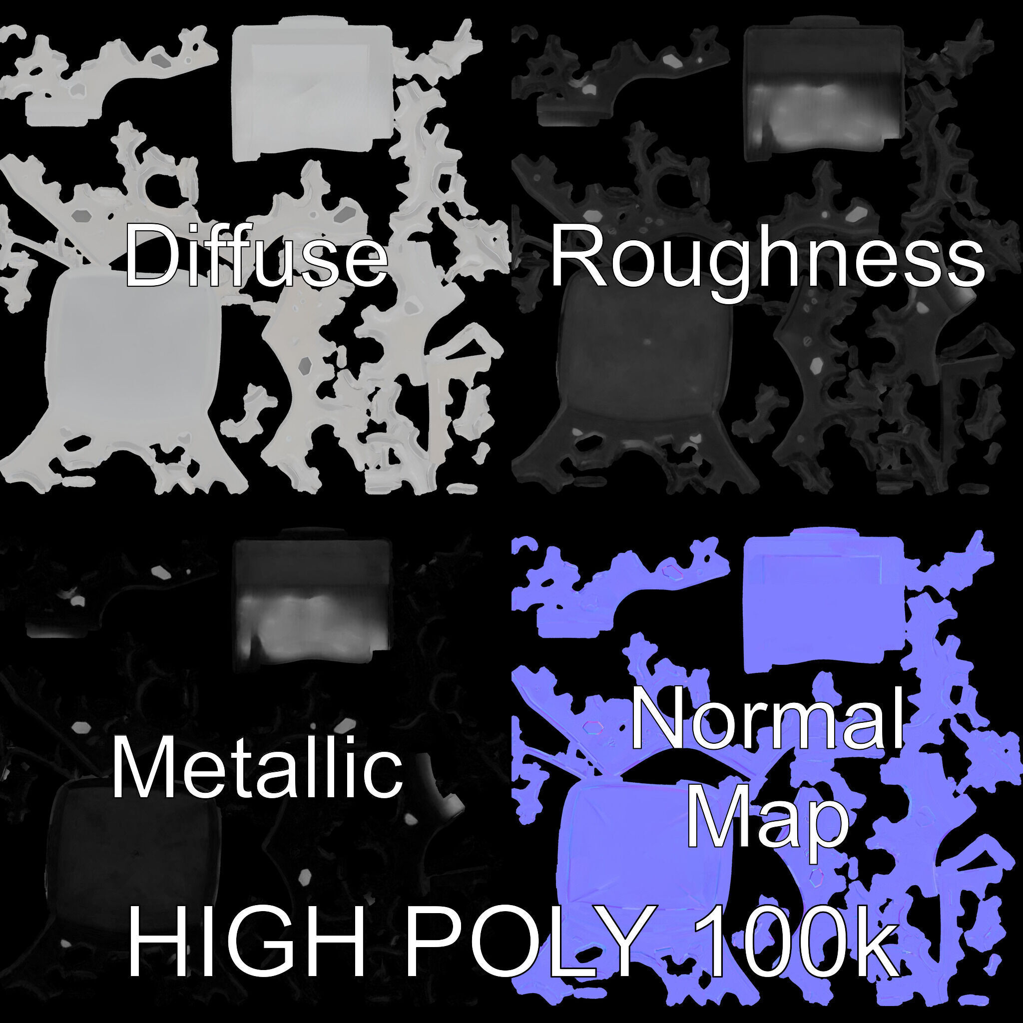 Hexagonal Metal Bookend Model Pack Low-poly 3D model_4