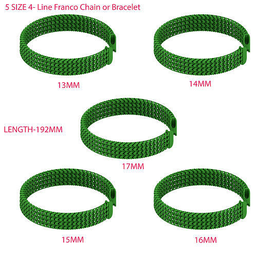 5 size  4- Line spiral Franco Cuban Chain or Bracelet 3d model 3D Model Collection