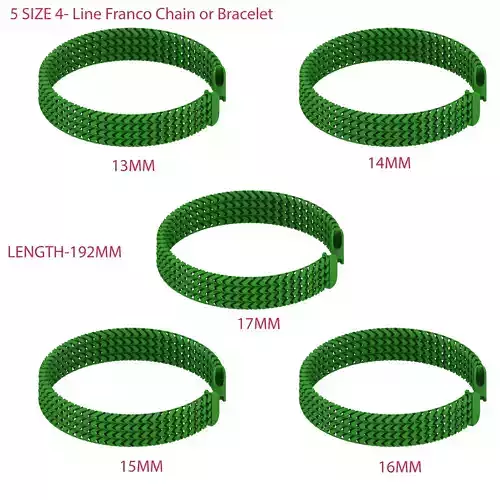5 size  4- Line spiral Franco Cuban Chain or Bracelet 3d model 3D Model Collection