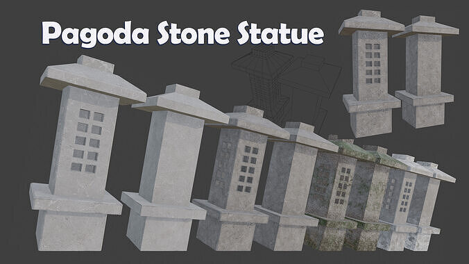 Pagoda Stone Statue Low-poly 3D model