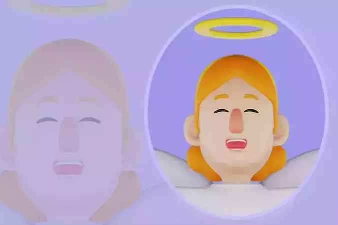 Stylized 3D Female Angel Character - Cartoon Heavenly 3D Model