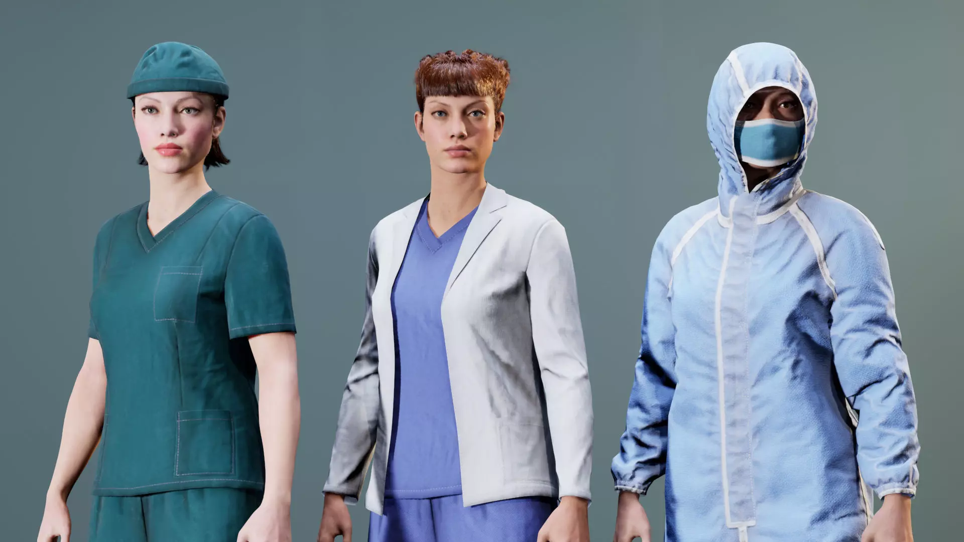 Female Medical Staff Outfit Pack for MetaHuman Low-poly 3D model