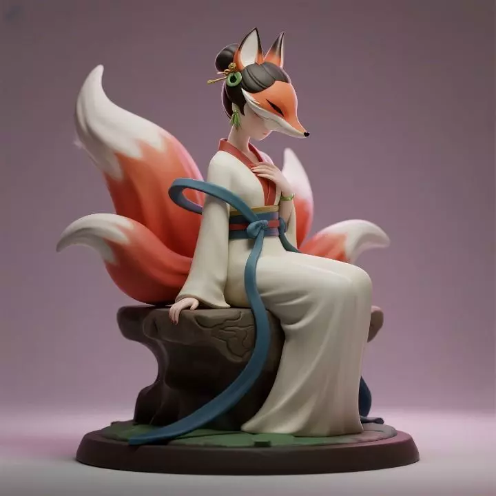 879 Fox Spirit Woman in Pu Song Ling Style  beast 3D print model_0