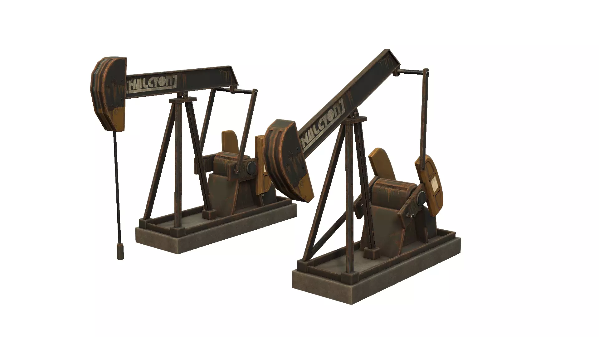 Oil Pumpjack Low-poly 3D model_0