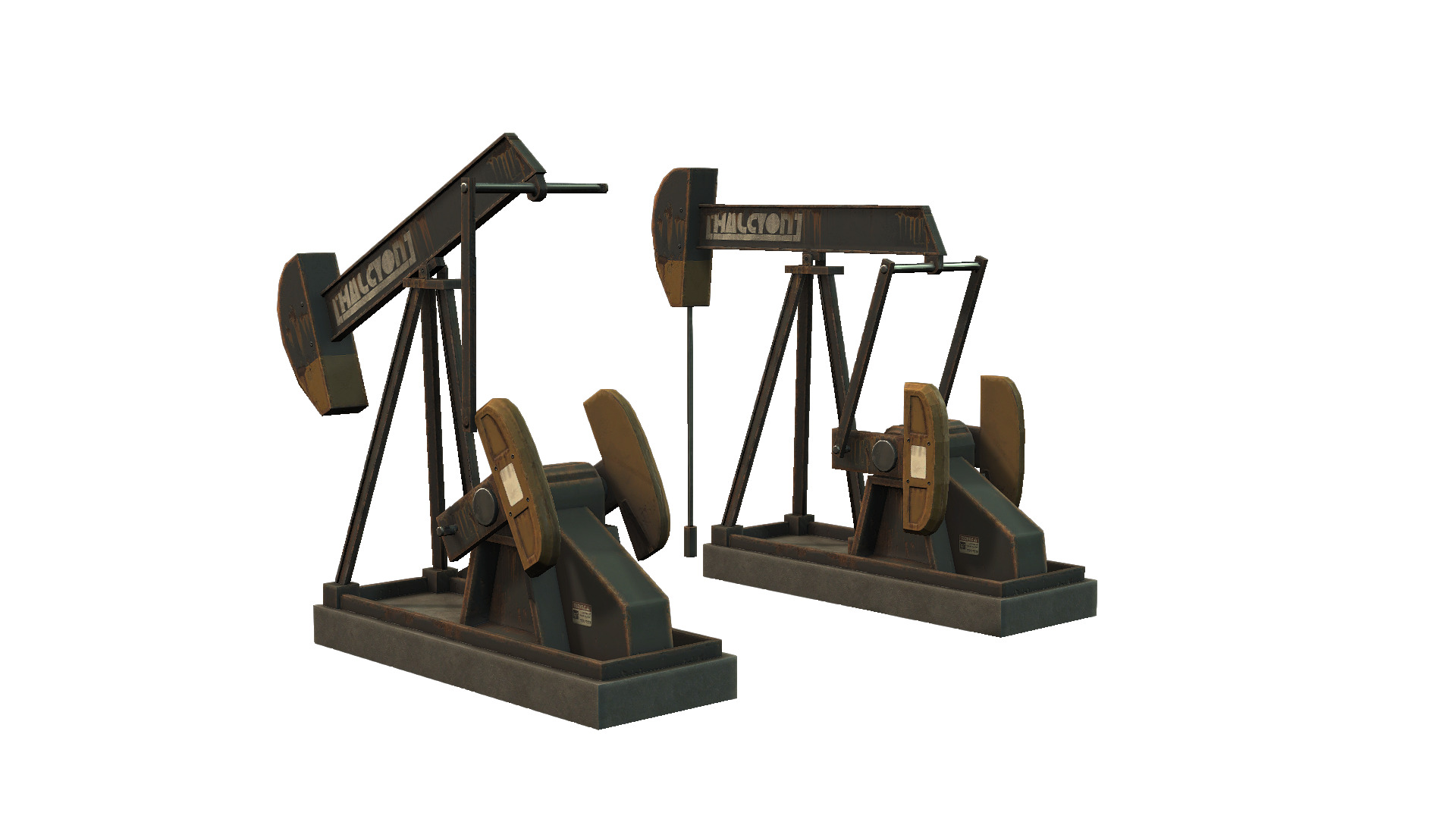 Oil Pumpjack Low-poly 3D model_3