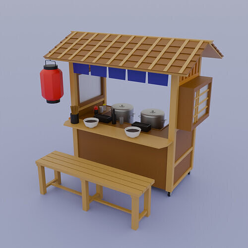 Low Polygon Soba Noodle Stall 3D model