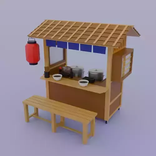 Low Polygon Soba Noodle Stall