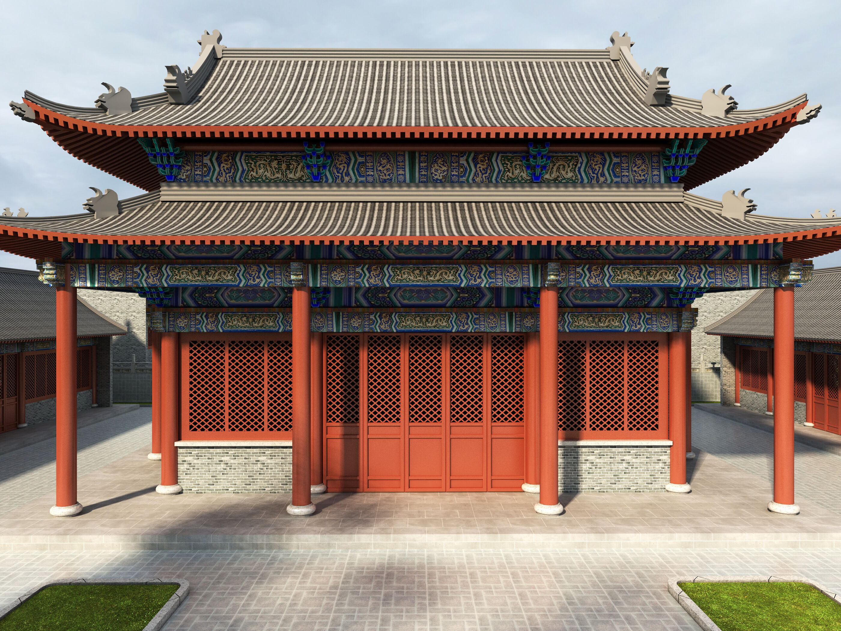 Chinese ancient architecture Low-poly 3D model_4