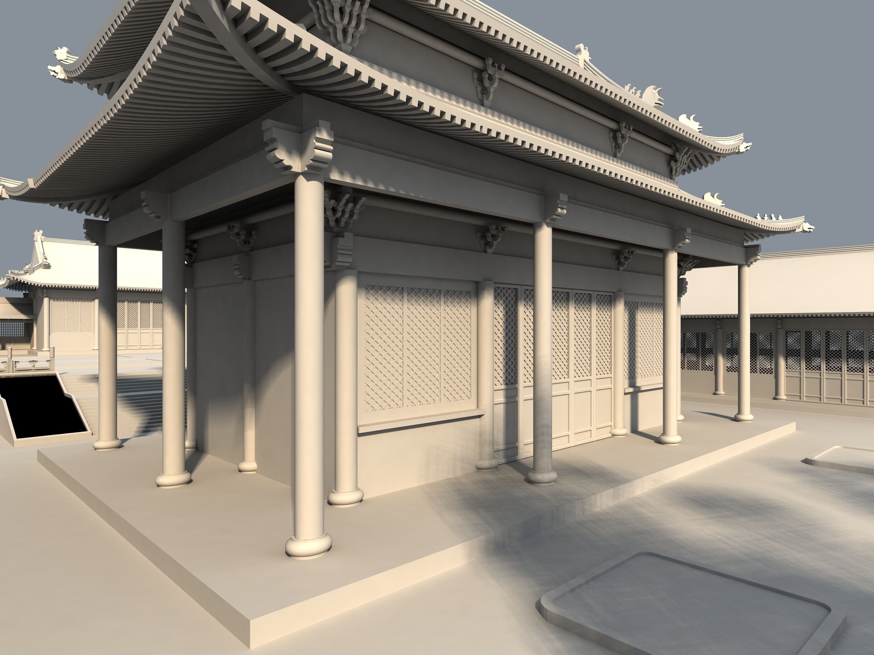 Chinese ancient architecture Low-poly 3D model_9