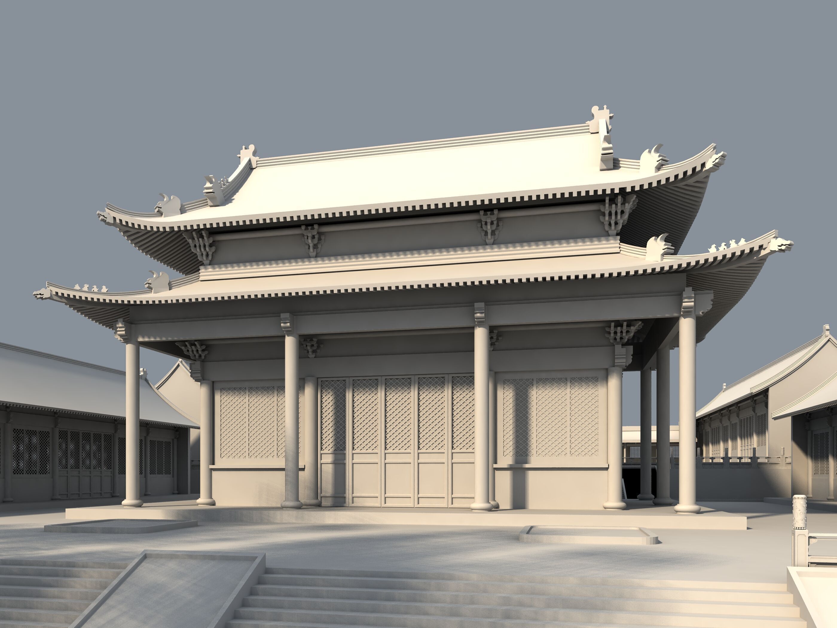 Chinese ancient architecture Low-poly 3D model_10