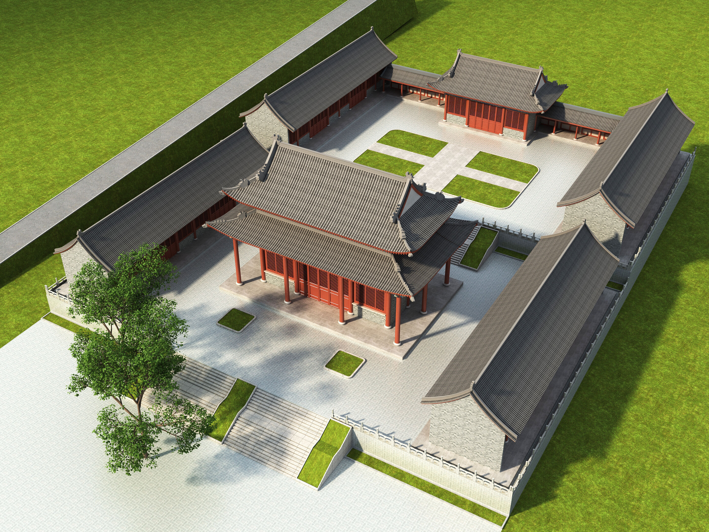 Chinese ancient architecture Low-poly 3D model_1