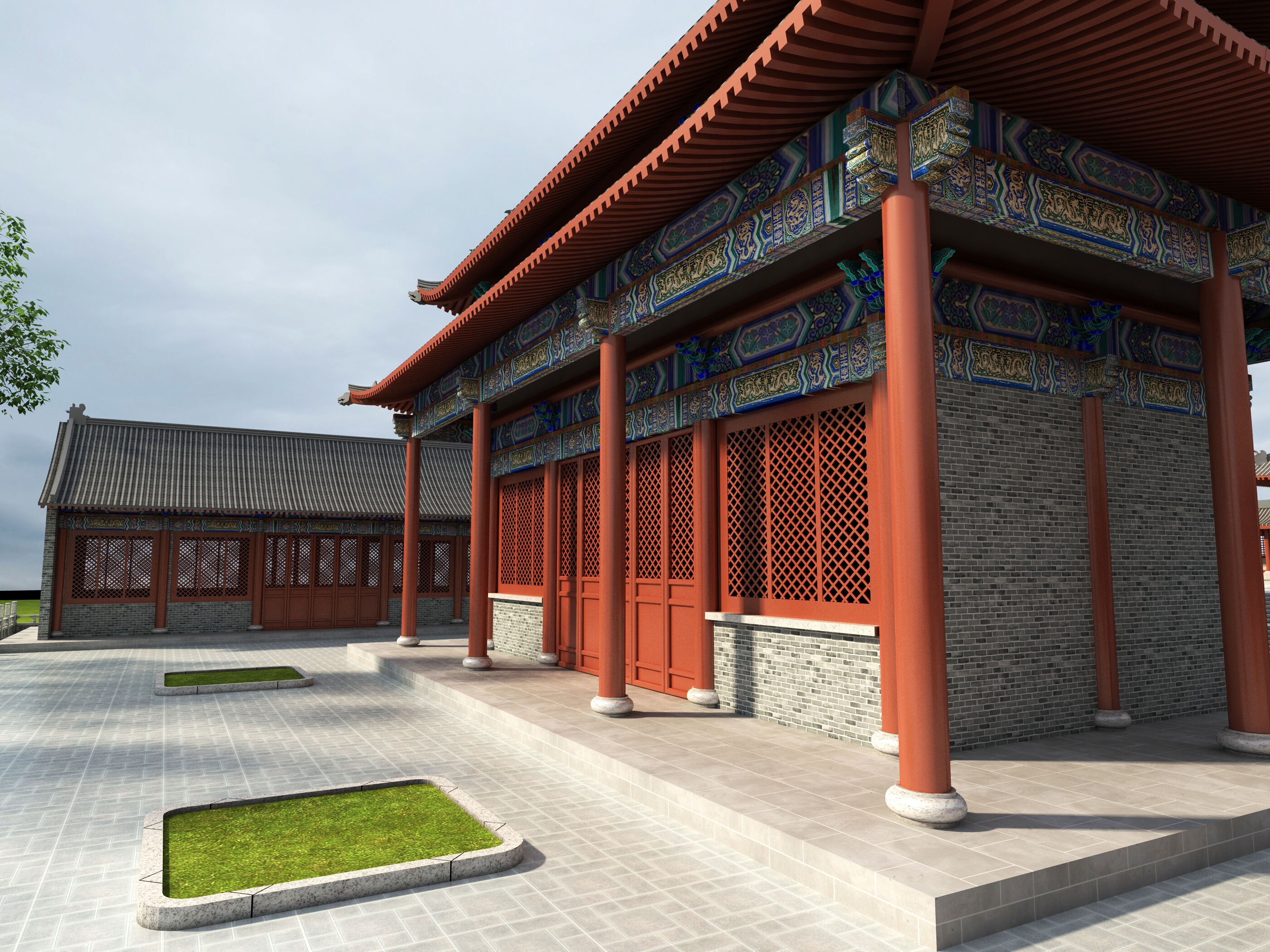 Chinese ancient architecture Low-poly 3D model_3