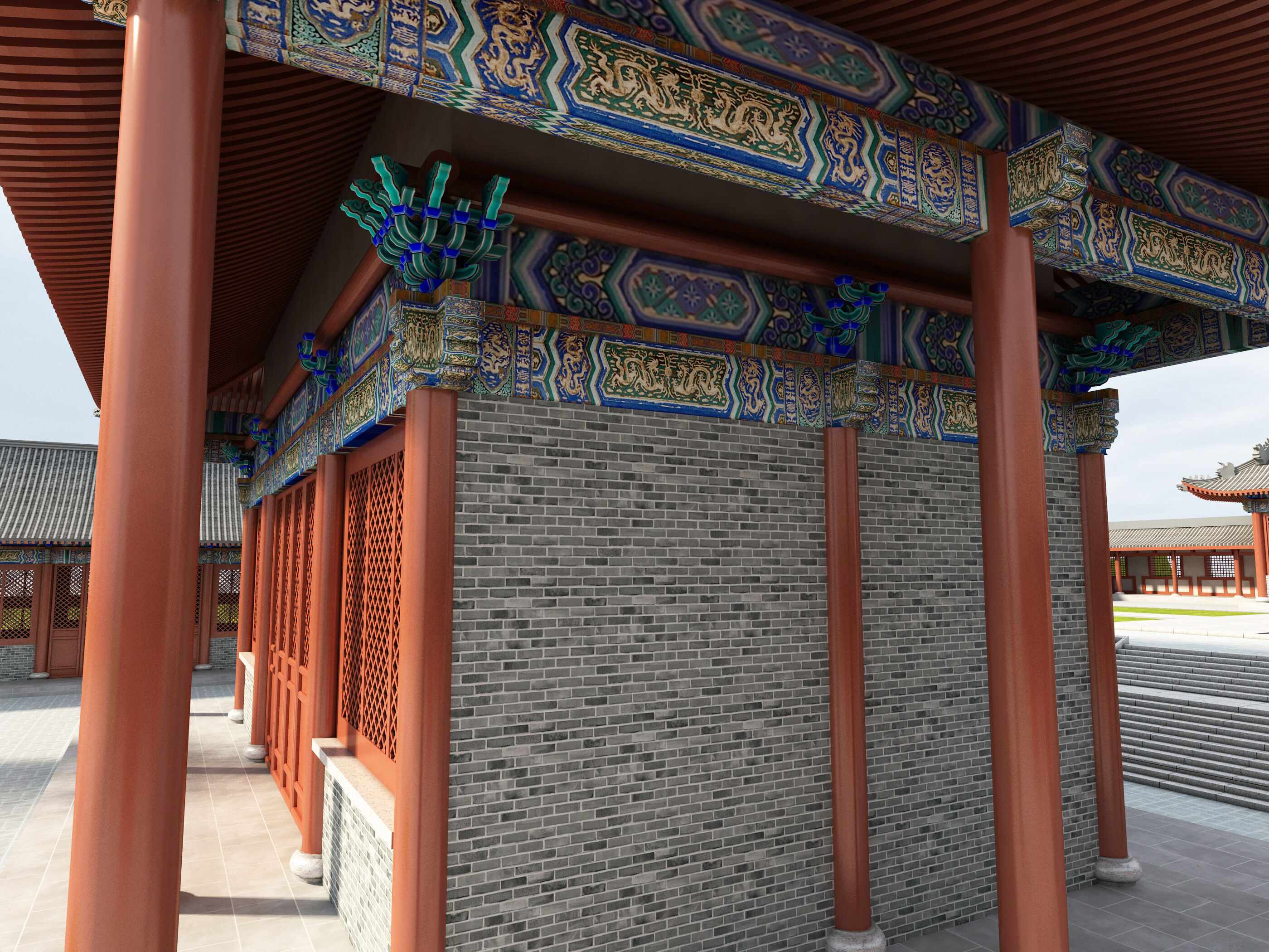 Chinese ancient architecture Low-poly 3D model_6