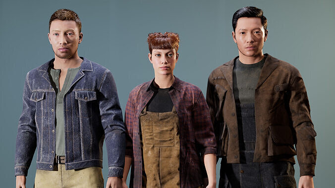 Workwear Outfit Pack  MetaHuman Clothing Low-poly 3D model