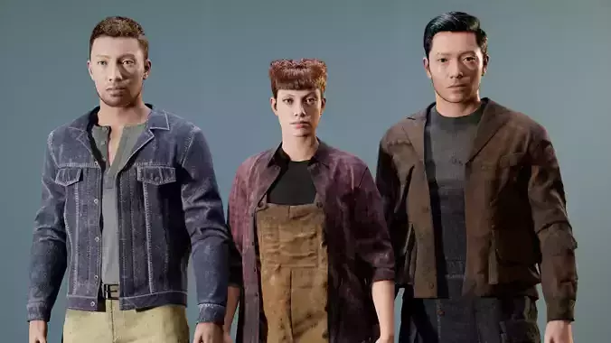 Workwear Outfit Pack  MetaHuman Clothing Low-poly 3D model