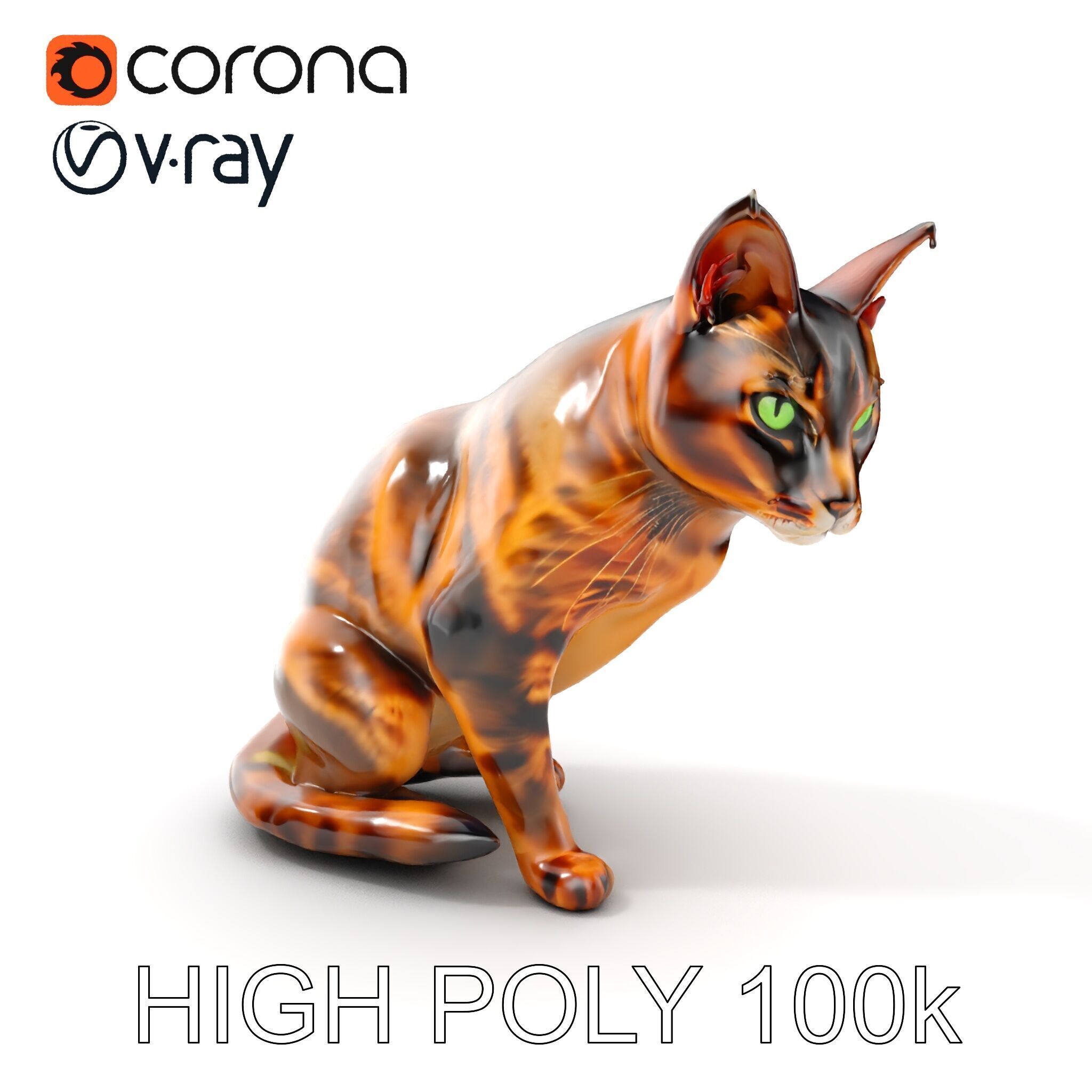 Realistic Feline D Model Pack with Detailed Textures Low-poly 3D model_12
