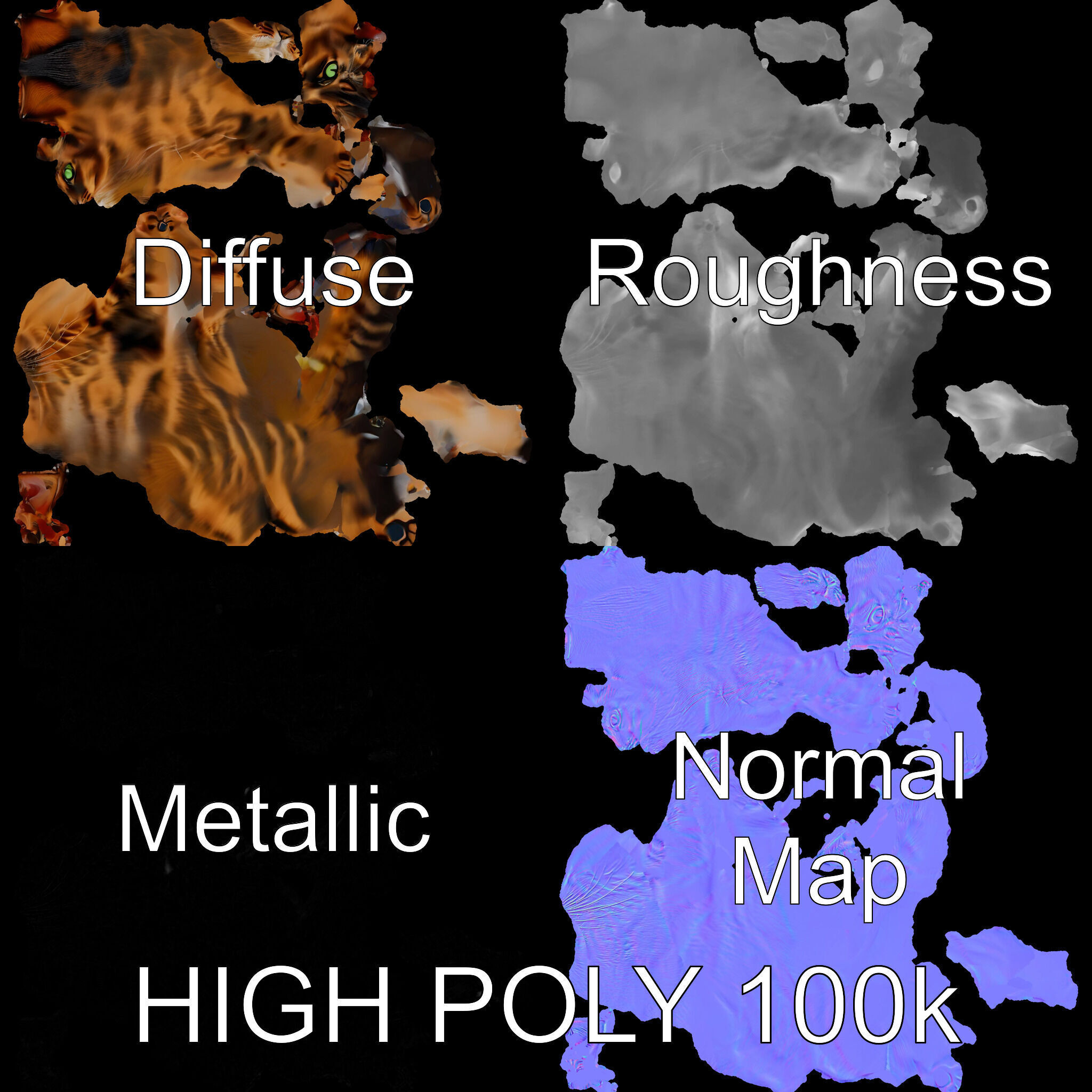 Realistic Feline D Model Pack with Detailed Textures Low-poly 3D model_4