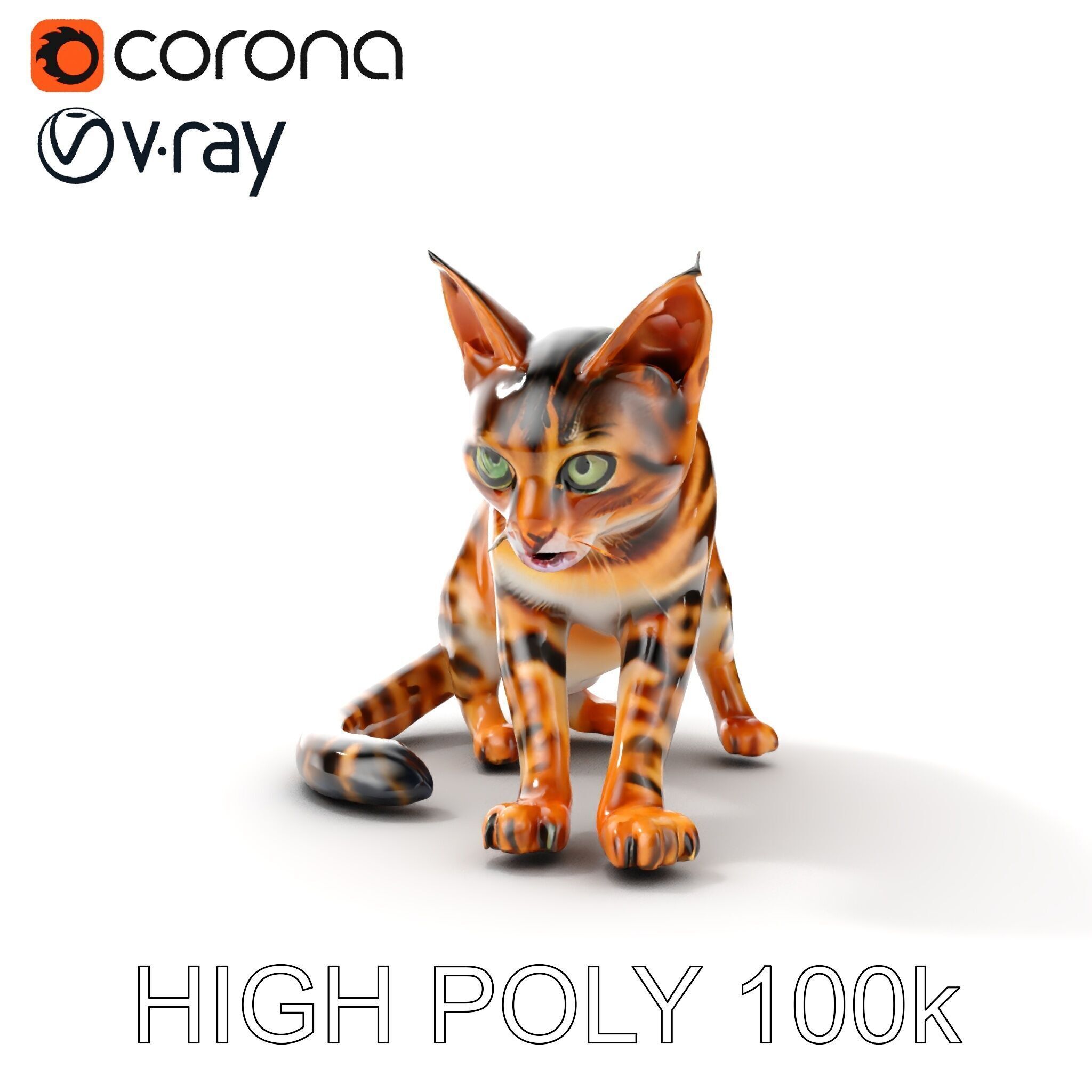 Bengal Cat Realistic Model Pack for D Design Low-poly 3D model_19