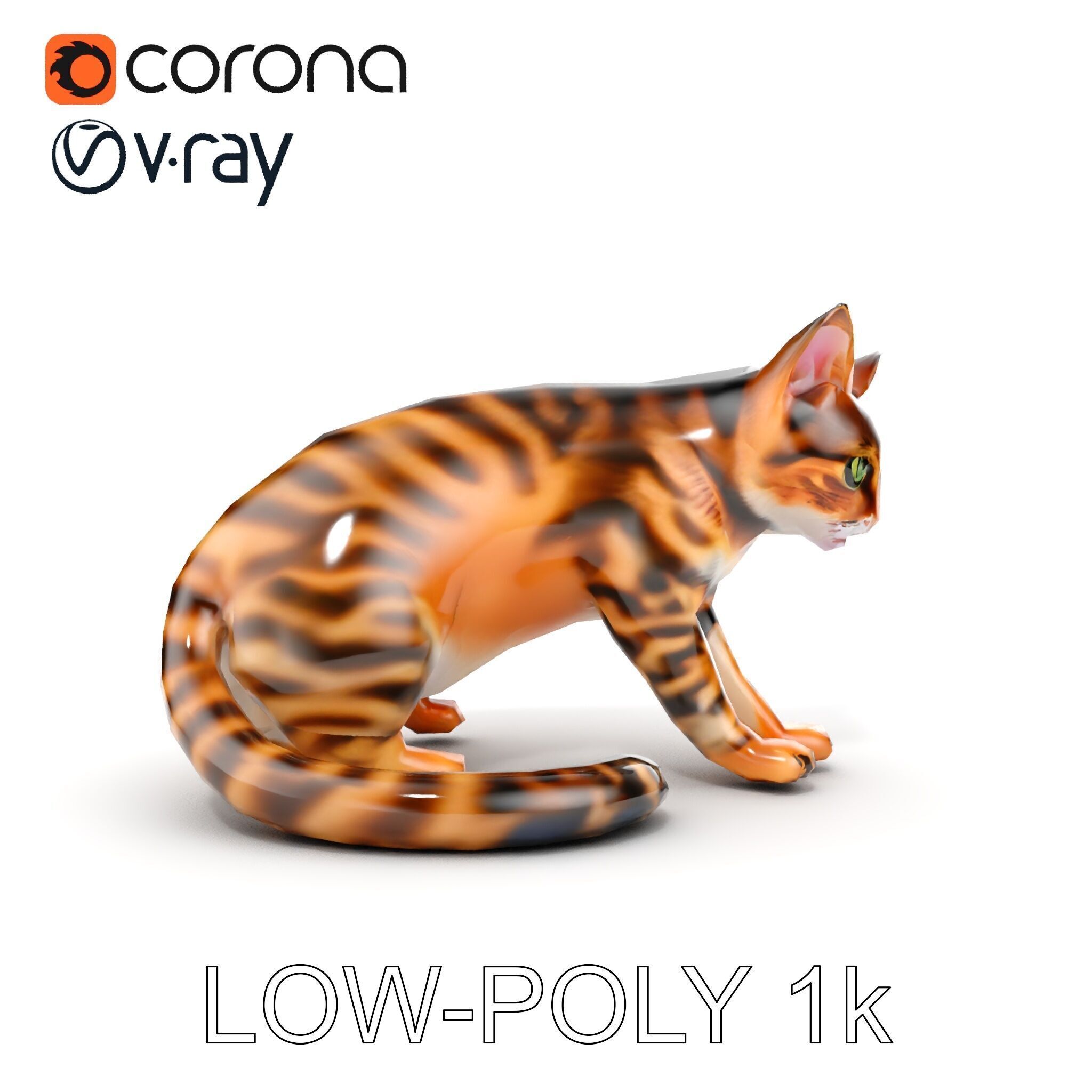 Bengal Cat Realistic Model Pack for D Design Low-poly 3D model_16
