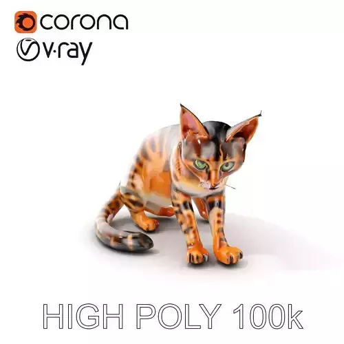 Bengal Cat Realistic Model Pack for D Design Low-poly 3D model