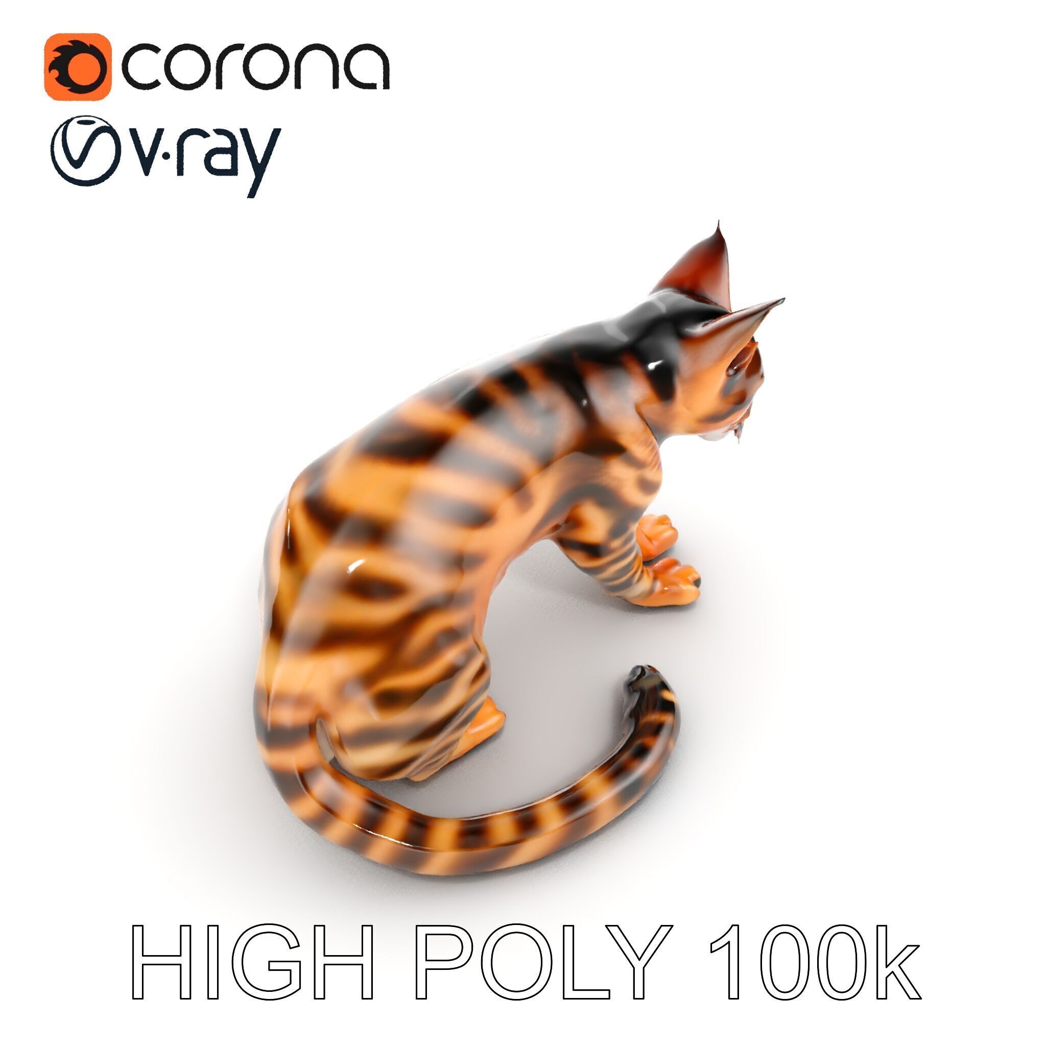 Bengal Cat Realistic Model Pack for D Design Low-poly 3D model_14