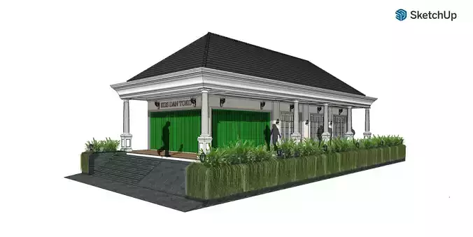 Classic Indonesian Shophouse 3D model